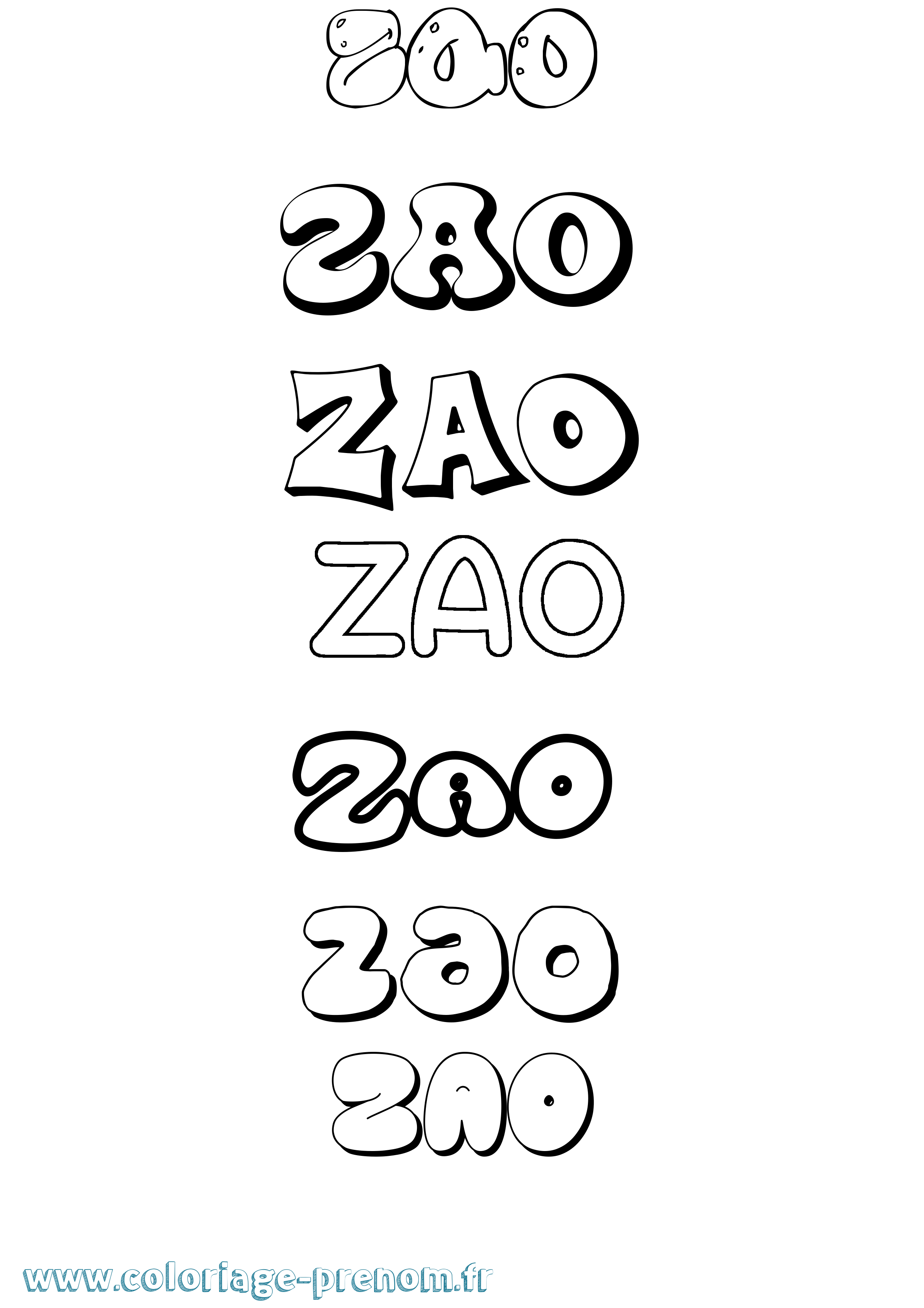 Coloriage Zao Bubble Coloriage prénom Zao Bubble