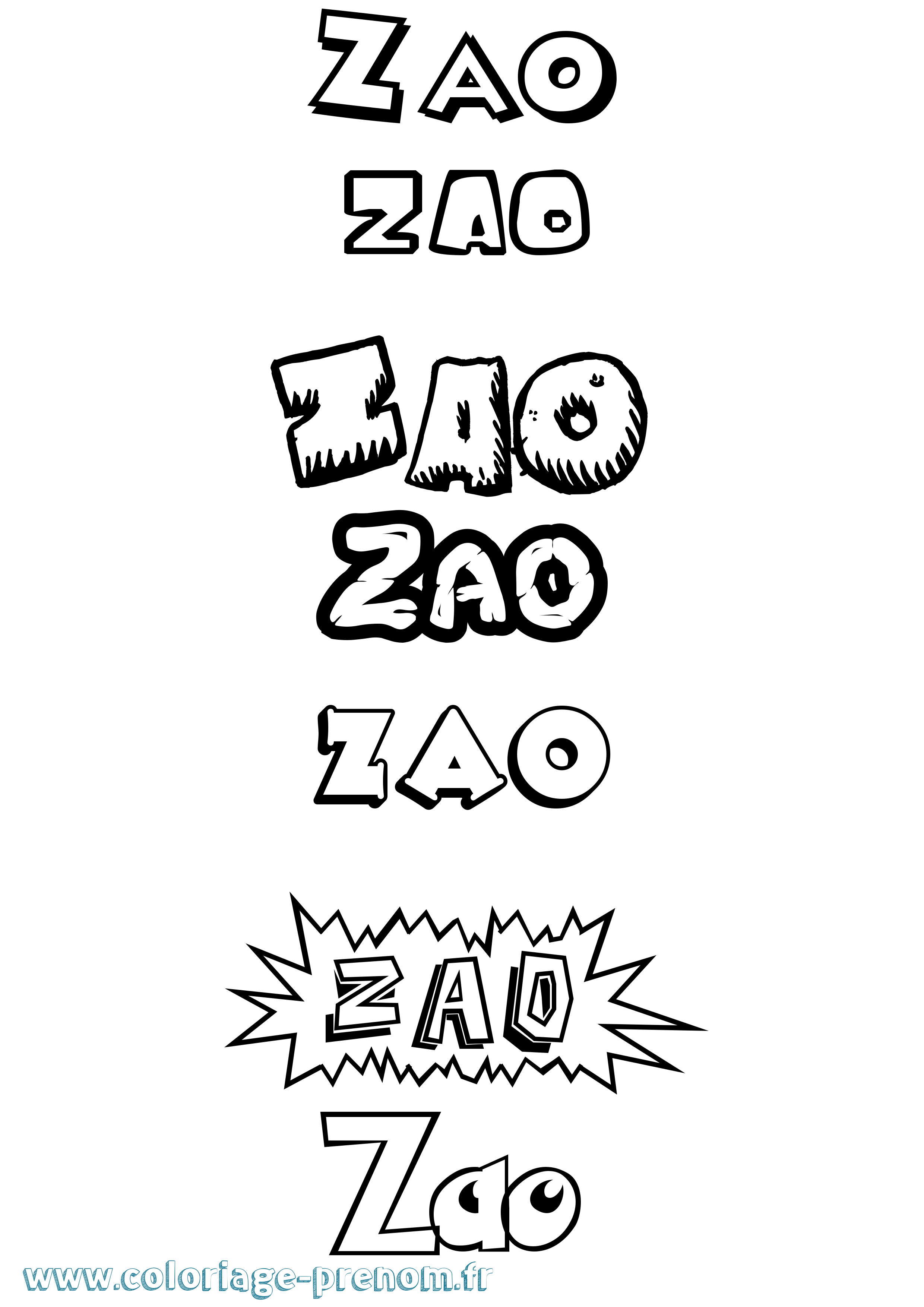 Coloriage Zao Dessin Animé Coloriage prénom Zao Dessin Animé