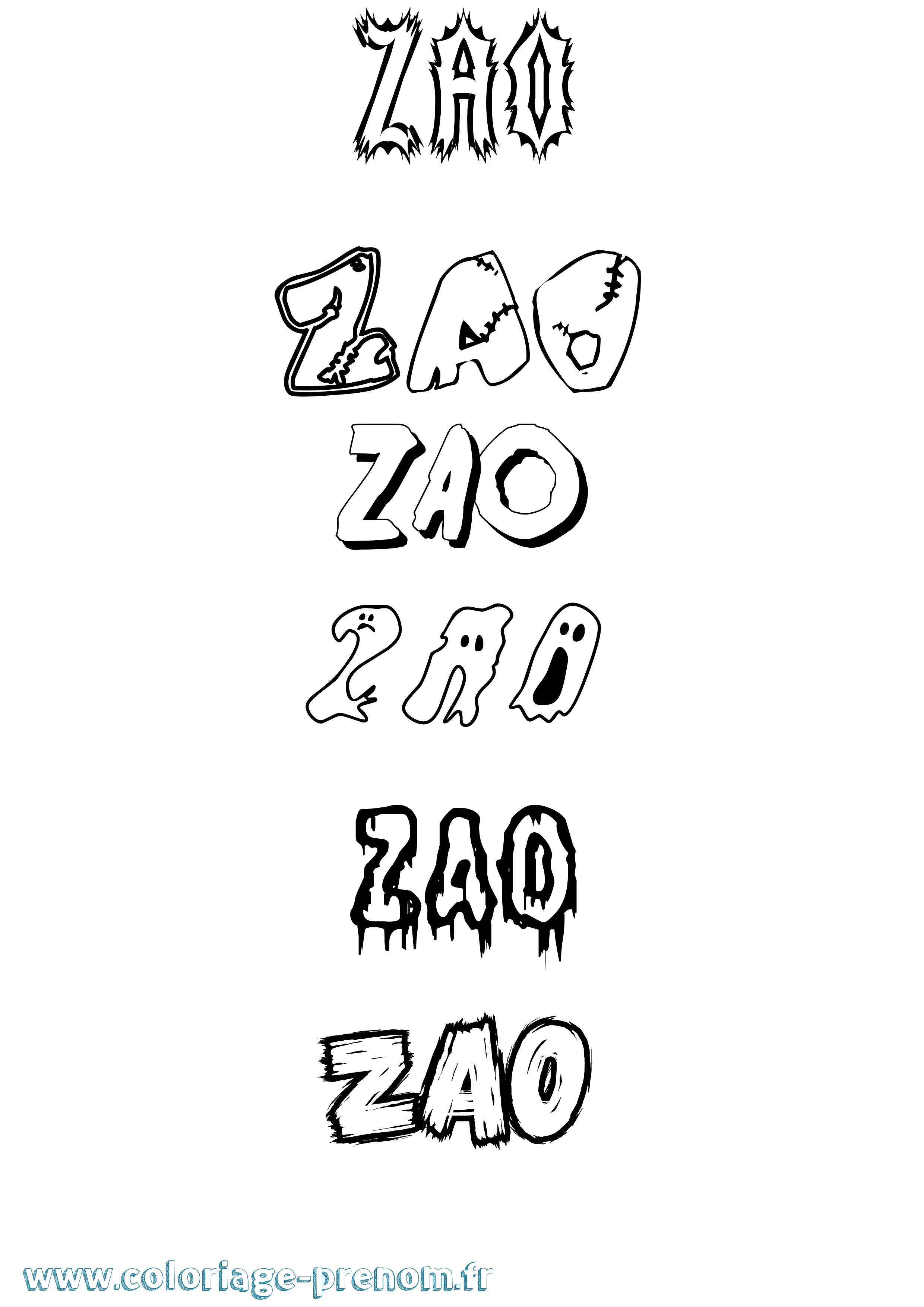 Coloriage Zao Frisson Coloriage prénom Zao Frisson