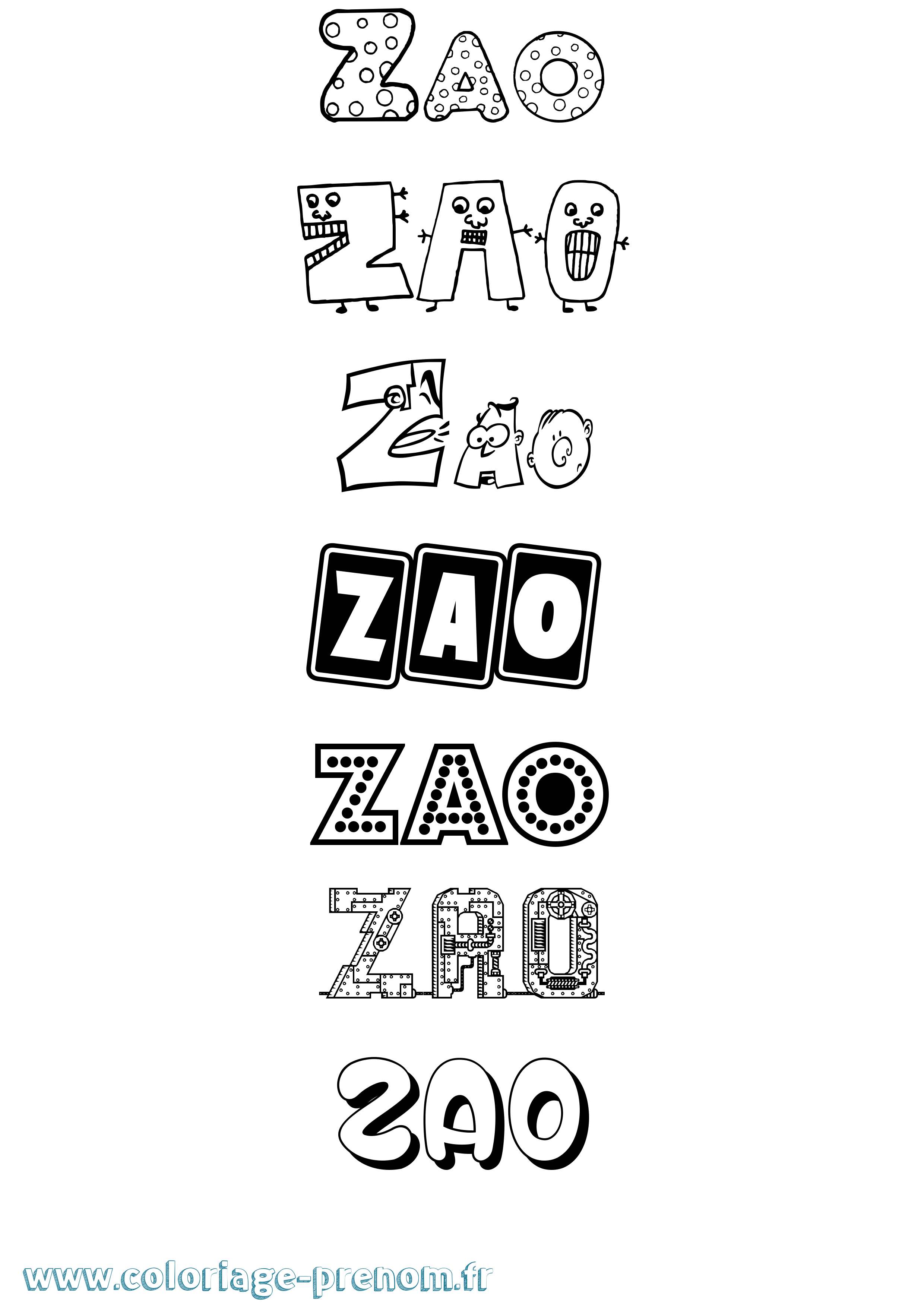 Coloriage Zao Fun Coloriage prénom Zao Fun