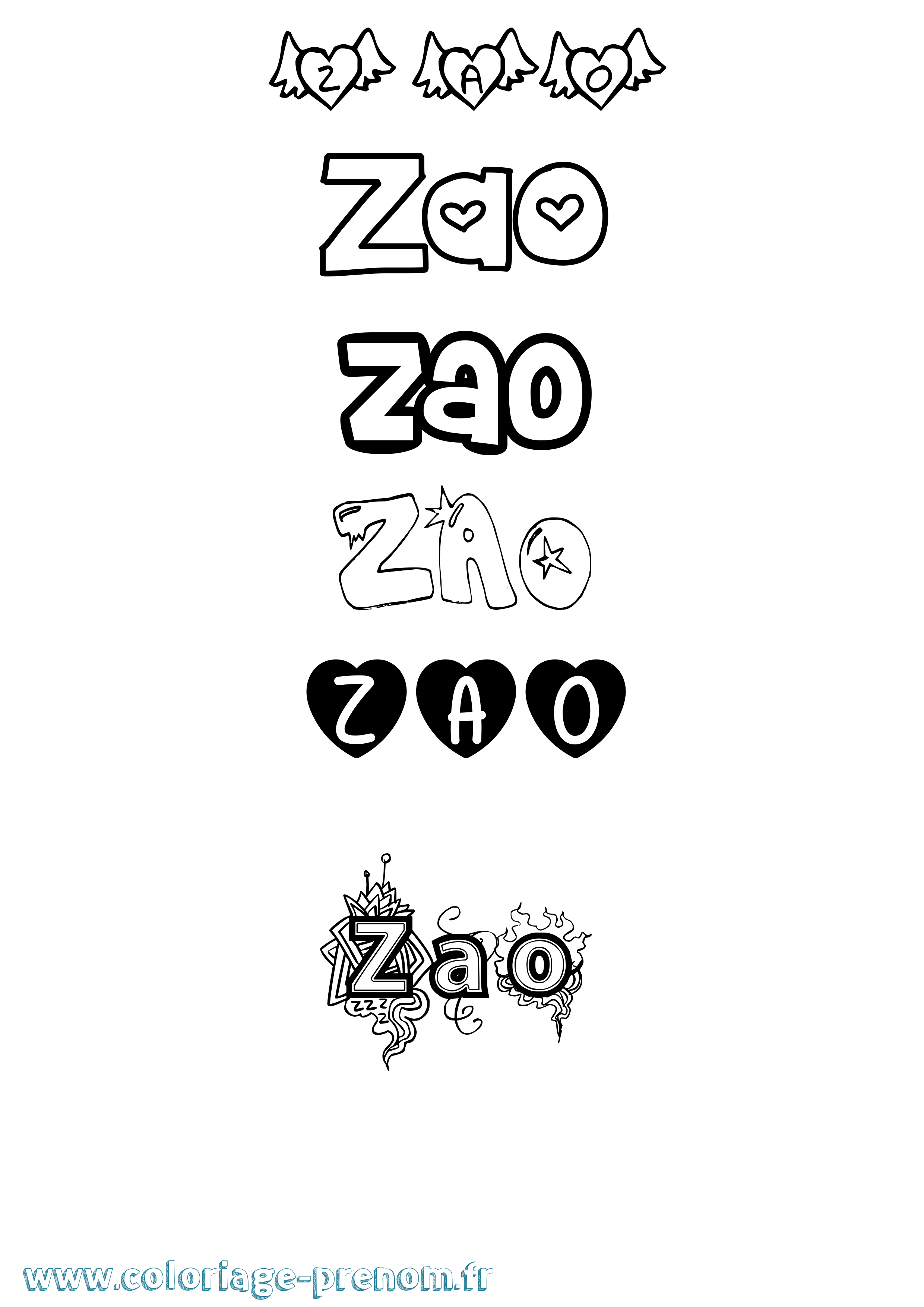 Coloriage Zao Girly Coloriage prénom Zao Girly