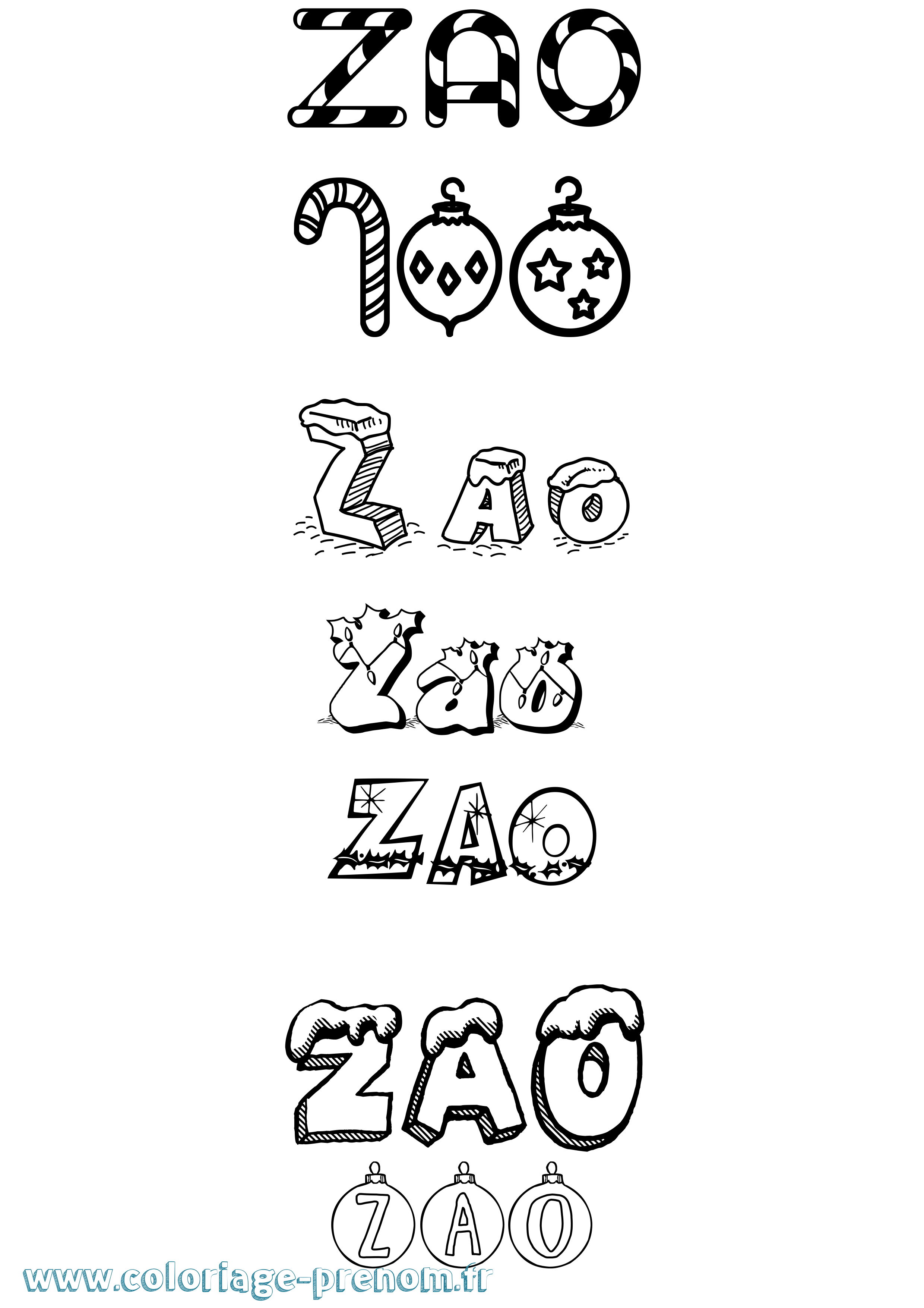 Coloriage Zao Noël Coloriage prénom Zao Noël