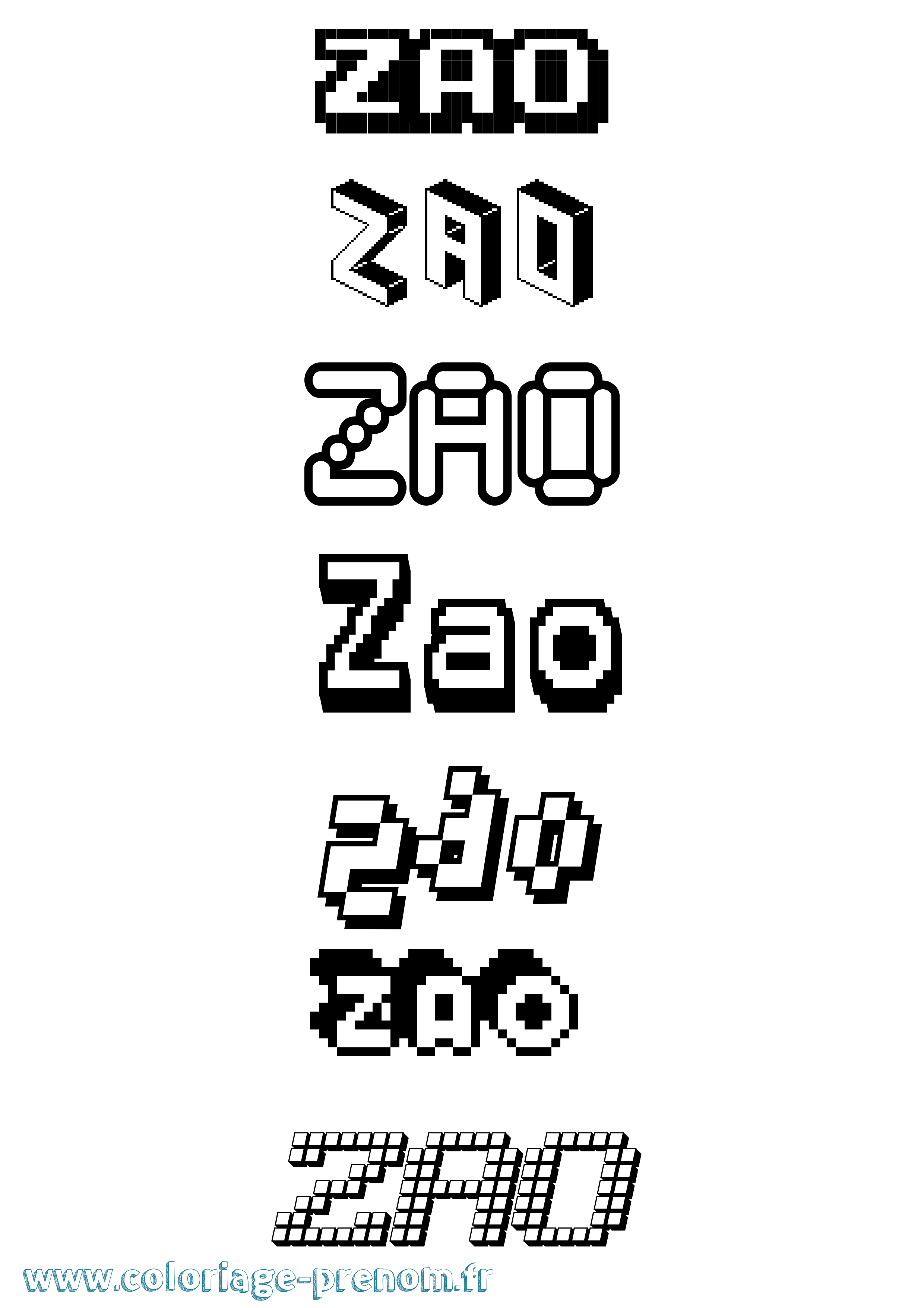 Coloriage Zao Pixel Coloriage prénom Zao Pixel