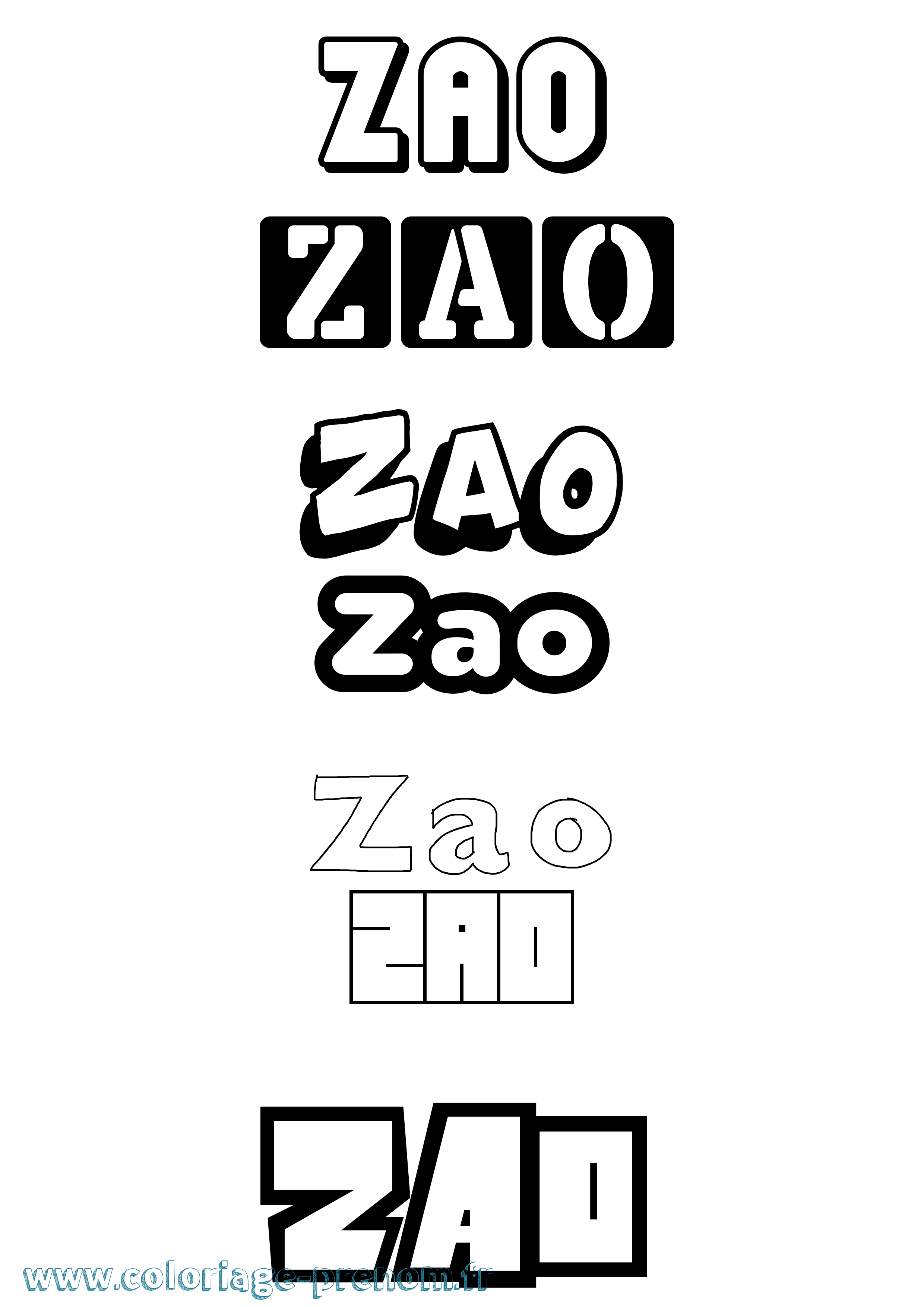 Coloriage Zao Simple Coloriage prénom Zao Simple