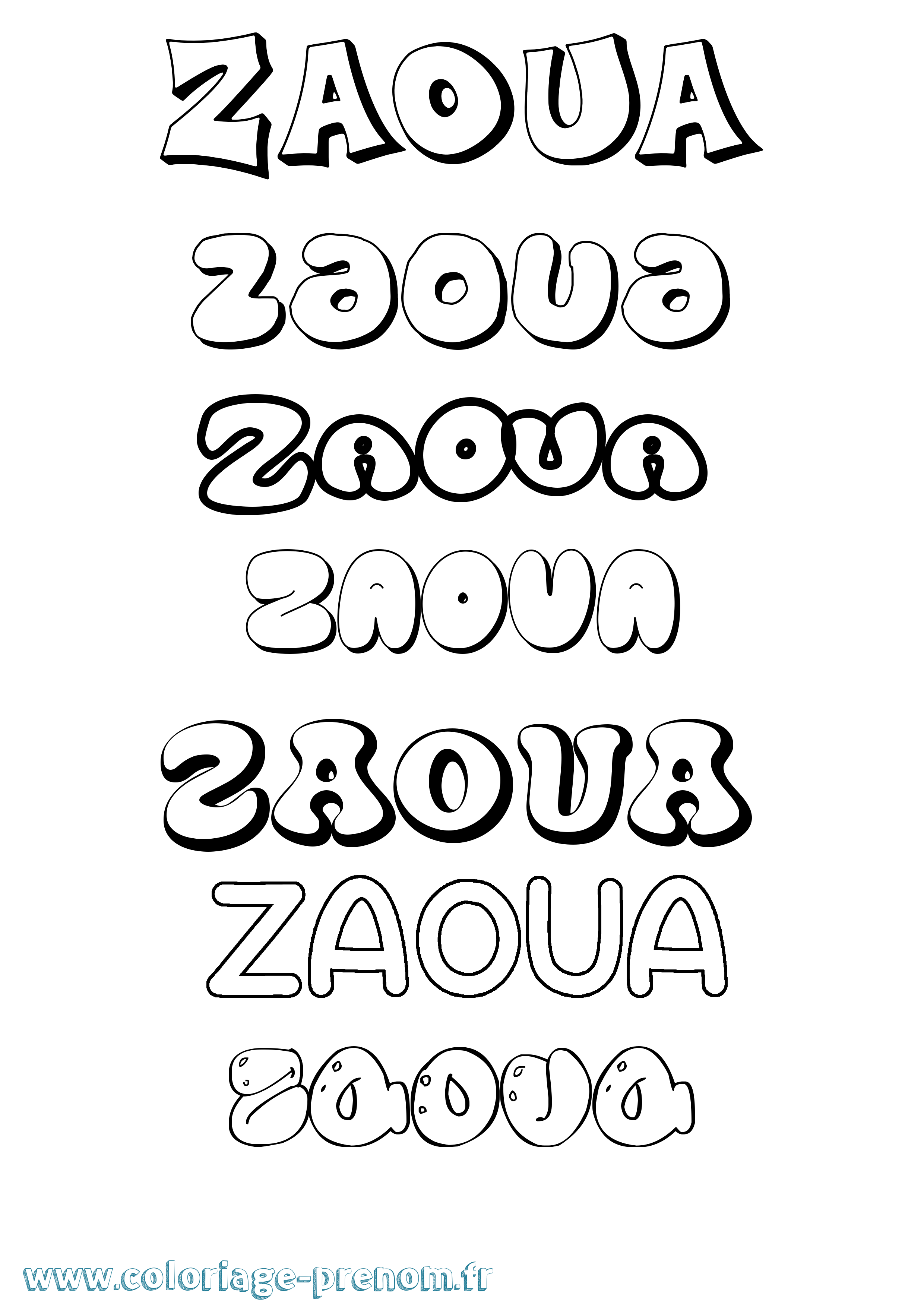 Coloriage Zaoua Bubble Coloriage prénom Zaoua Bubble