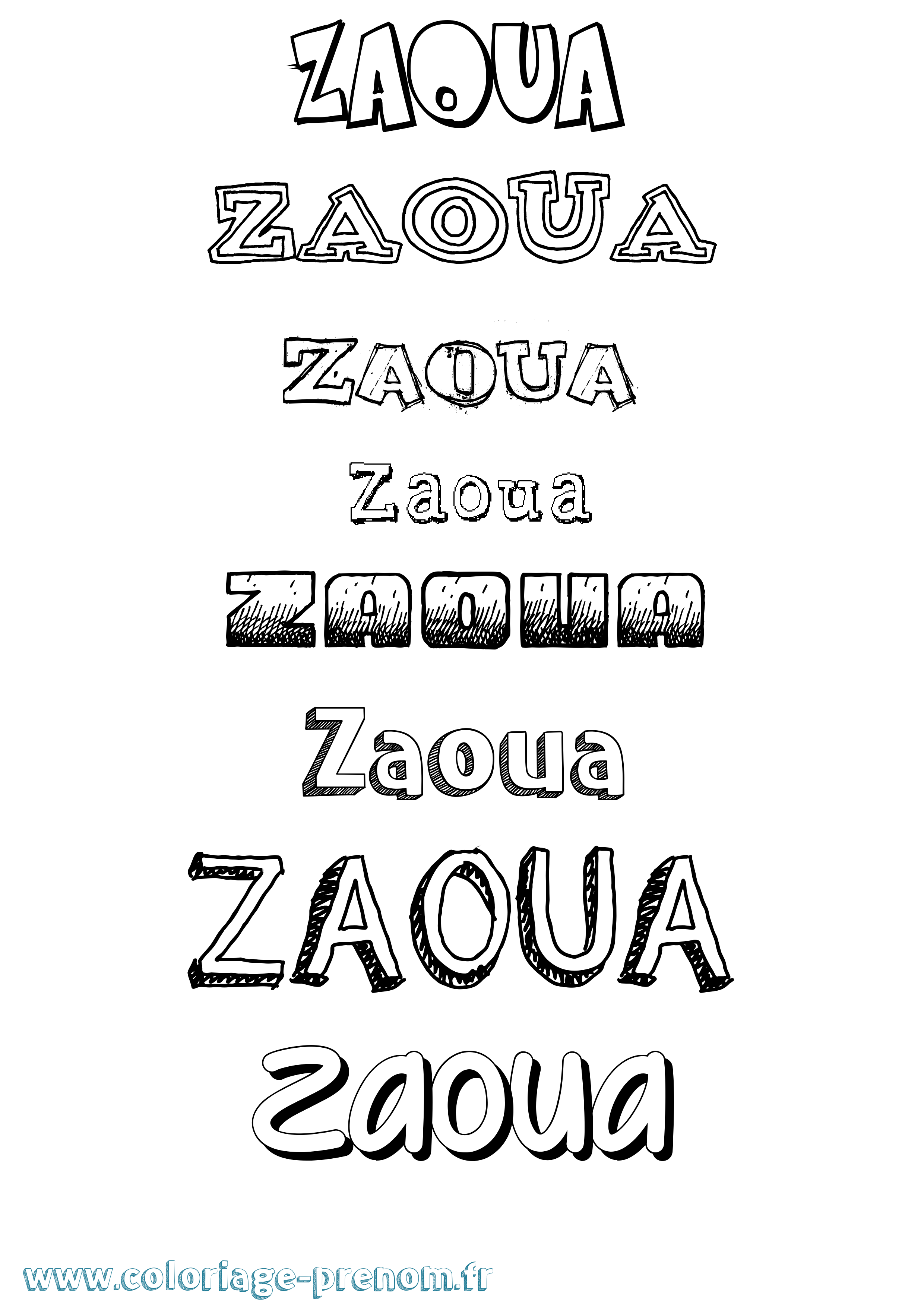 Coloriage Zaoua Dessiné Coloriage prénom Zaoua Dessiné