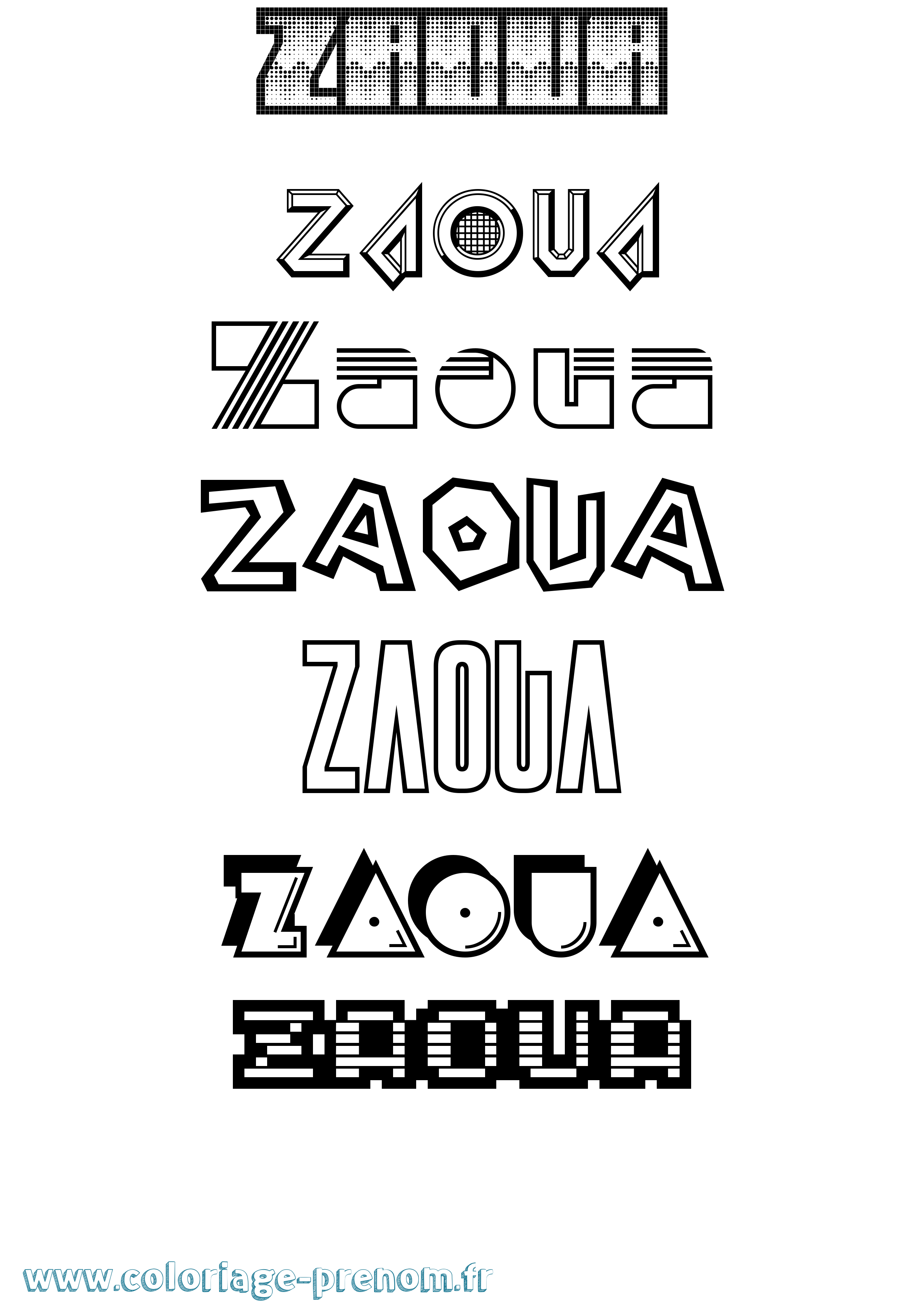 Coloriage Zaoua Jeux Vidéos Coloriage prénom Zaoua Jeux Vidéos