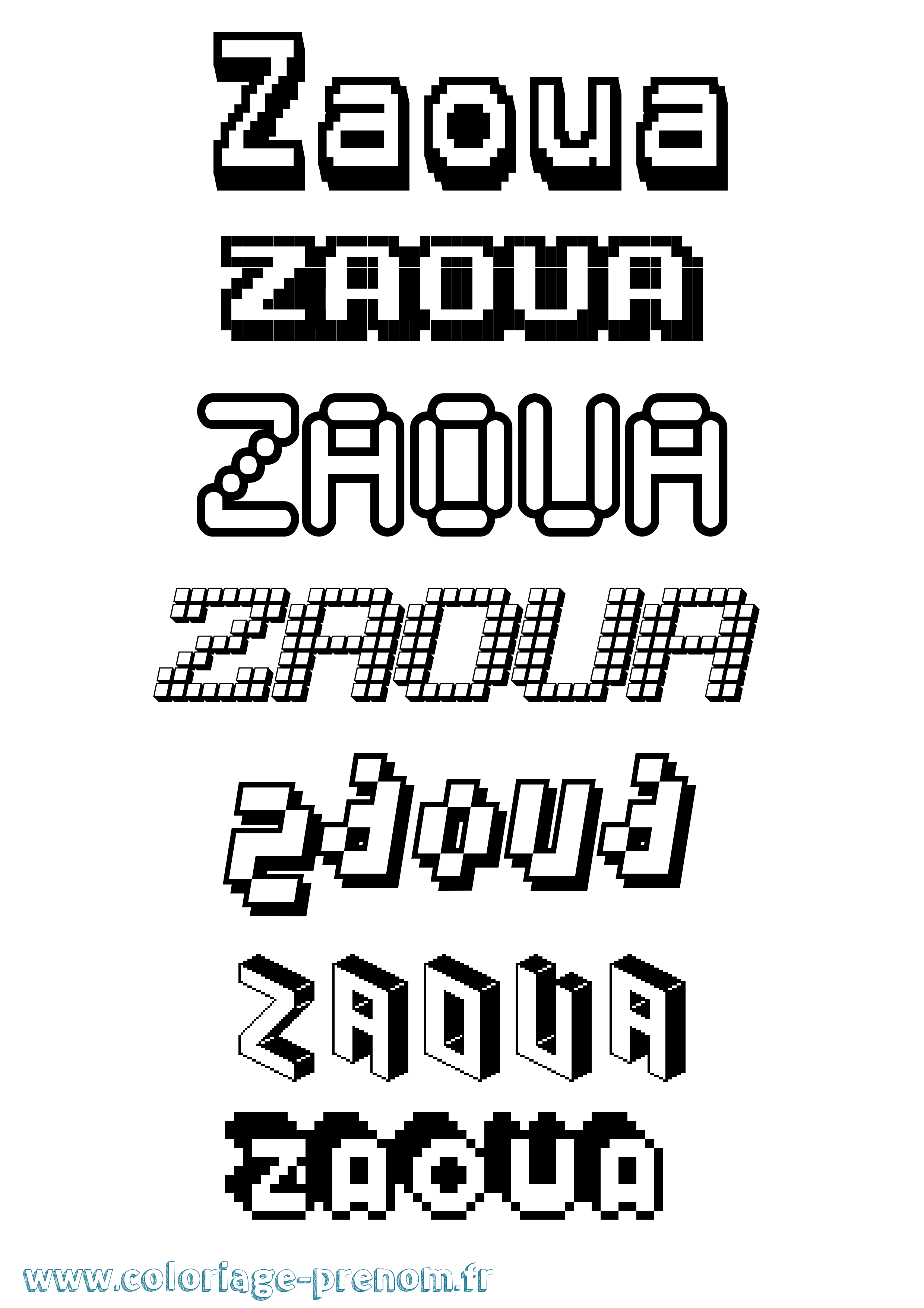 Coloriage Zaoua Pixel Coloriage prénom Zaoua Pixel