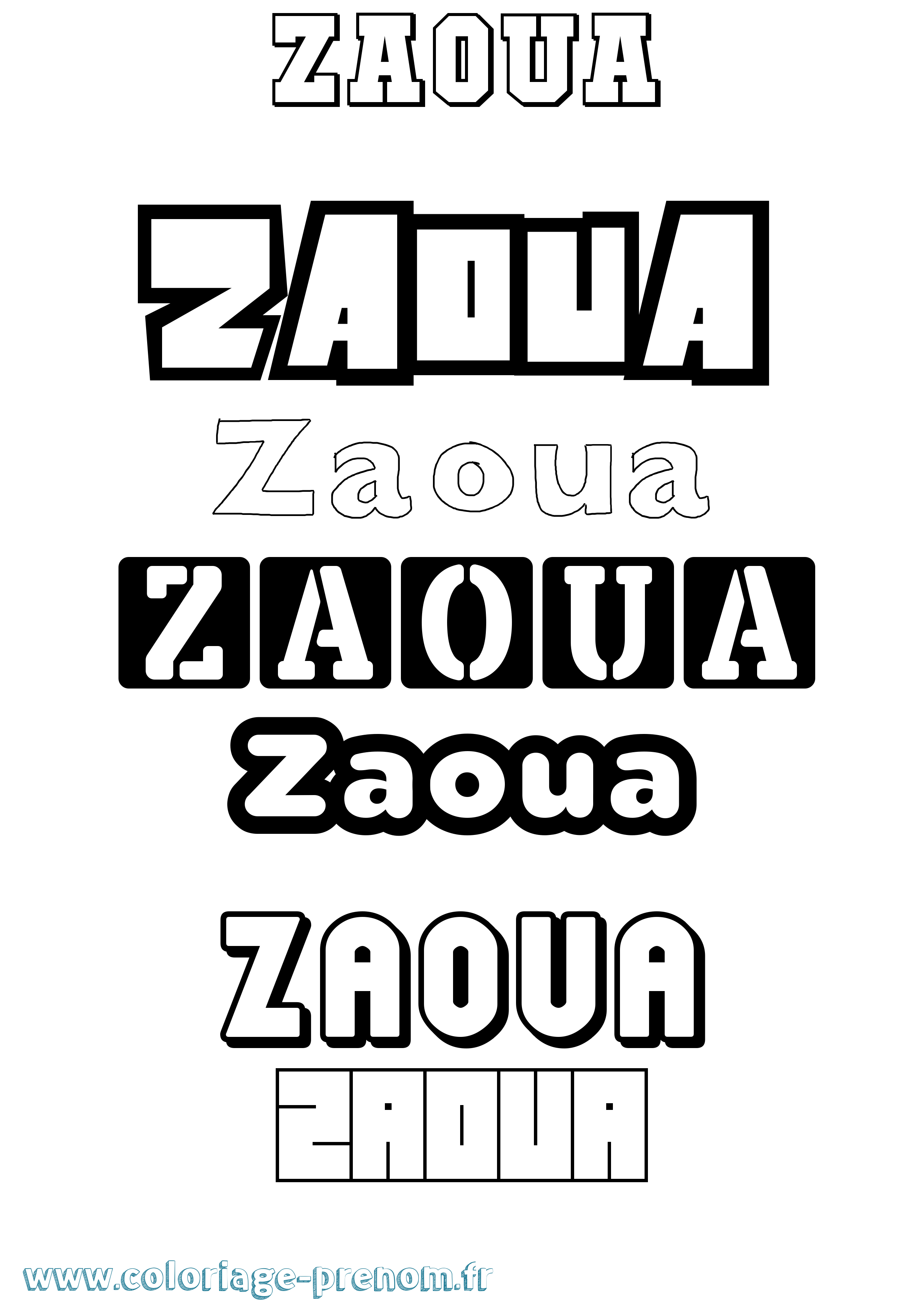 Coloriage Zaoua Simple Coloriage prénom Zaoua Simple