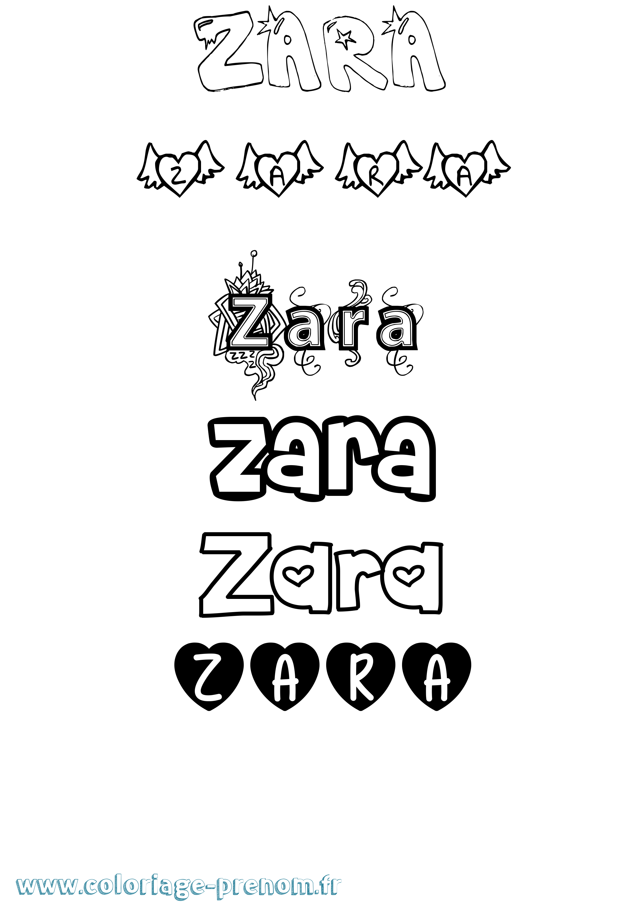 Coloriage prénom Zara