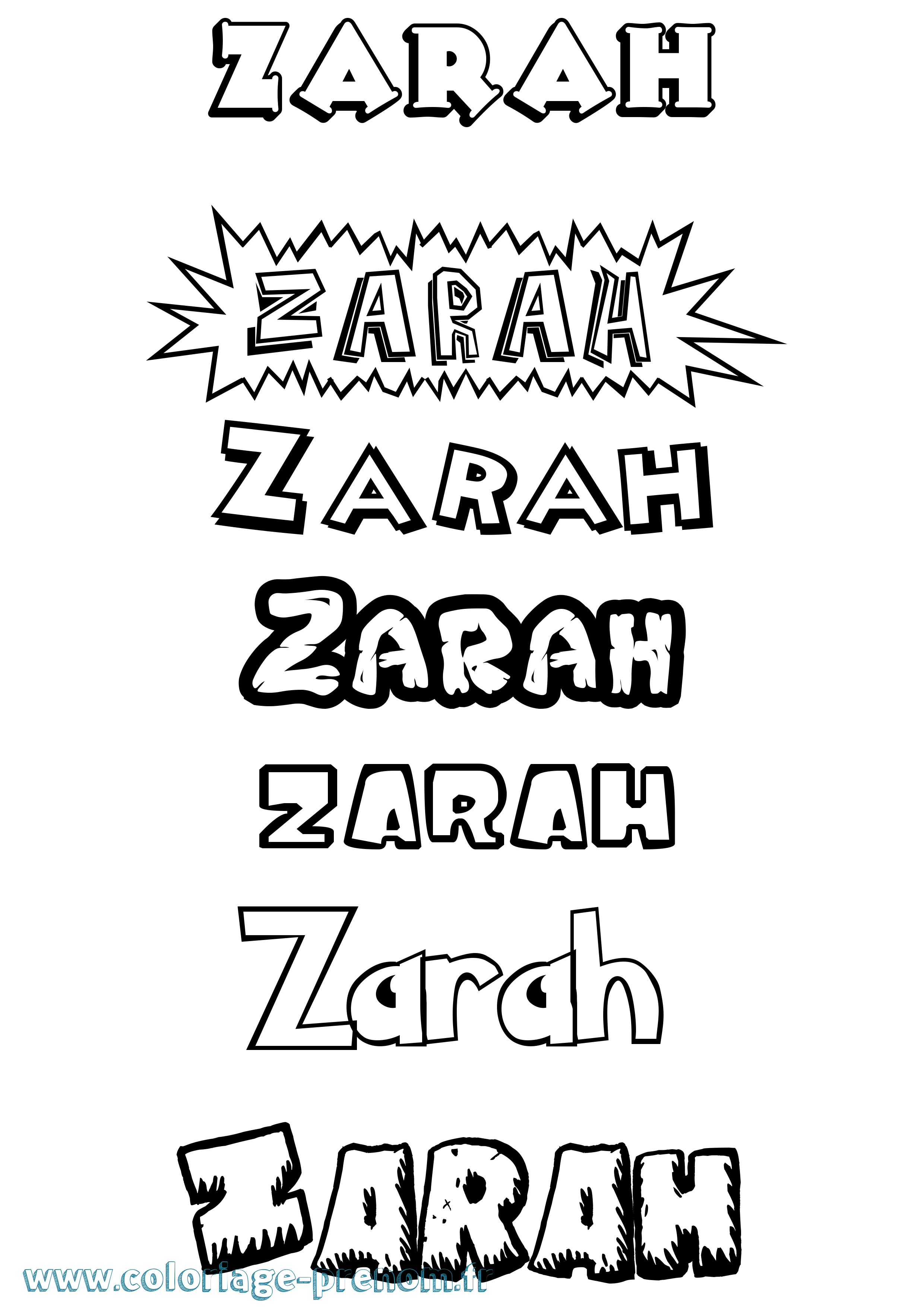 Coloriage prénom Zarah Dessin Animé