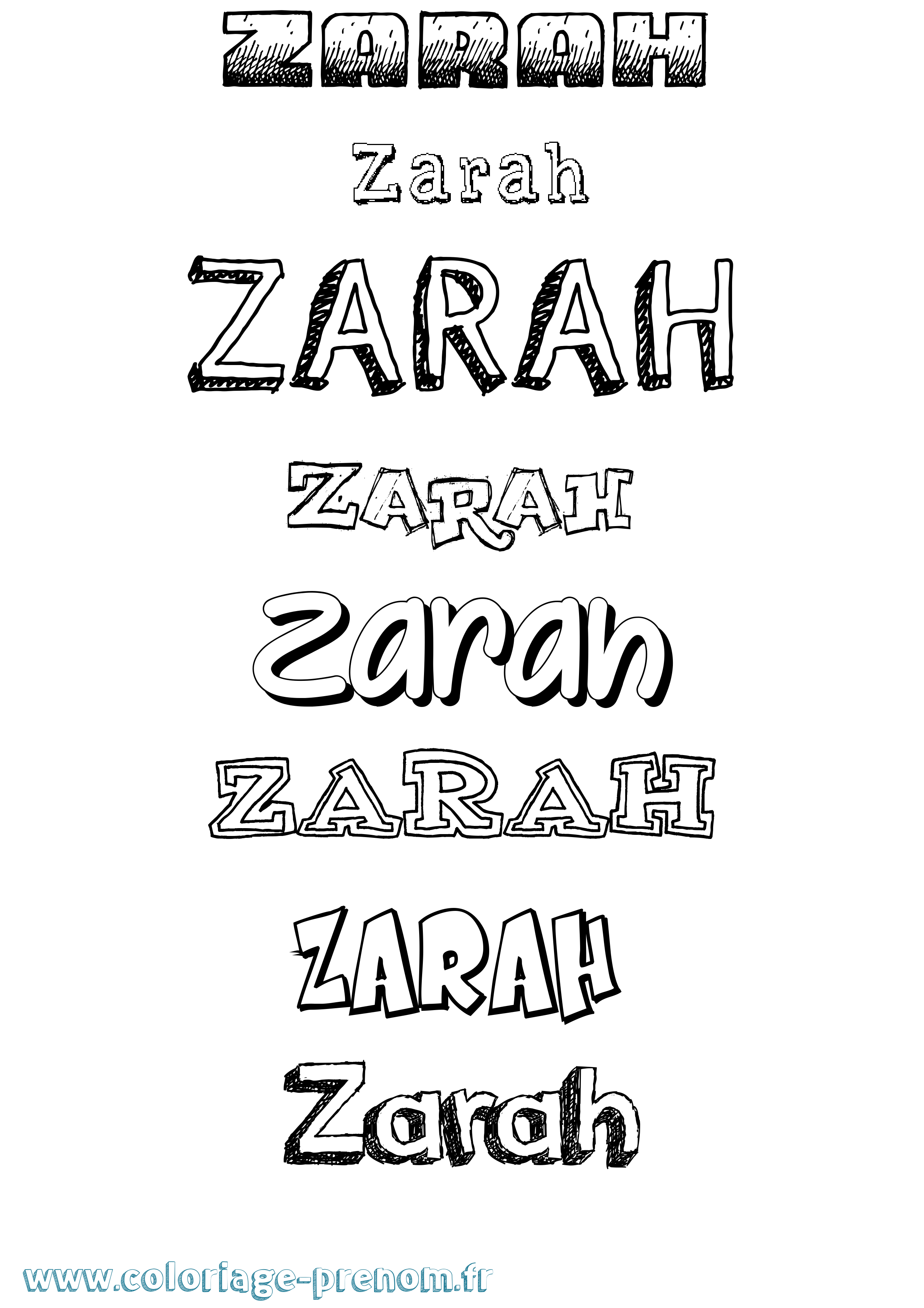 Coloriage prénom Zarah Dessiné