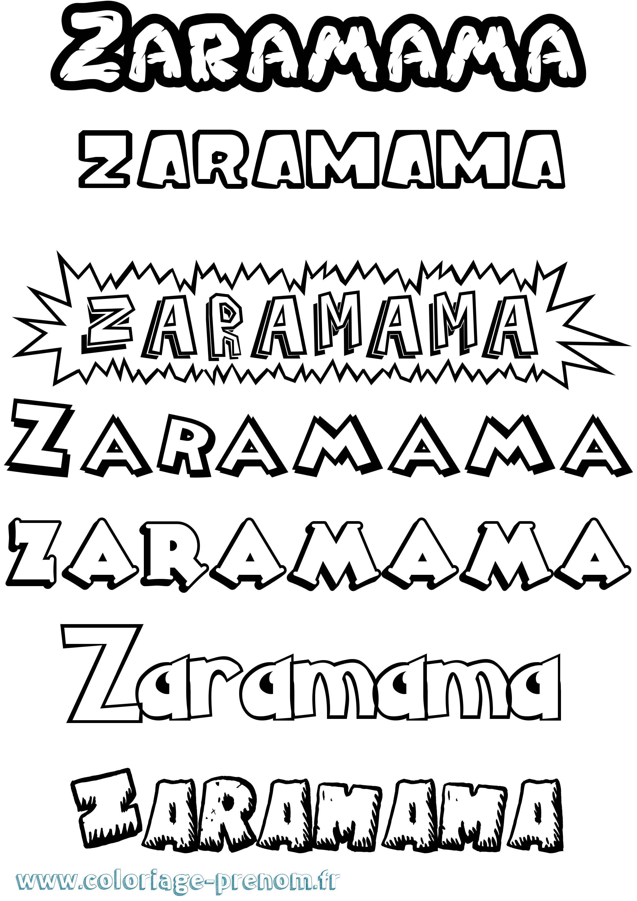 Coloriage prénom Zaramama Dessin Animé