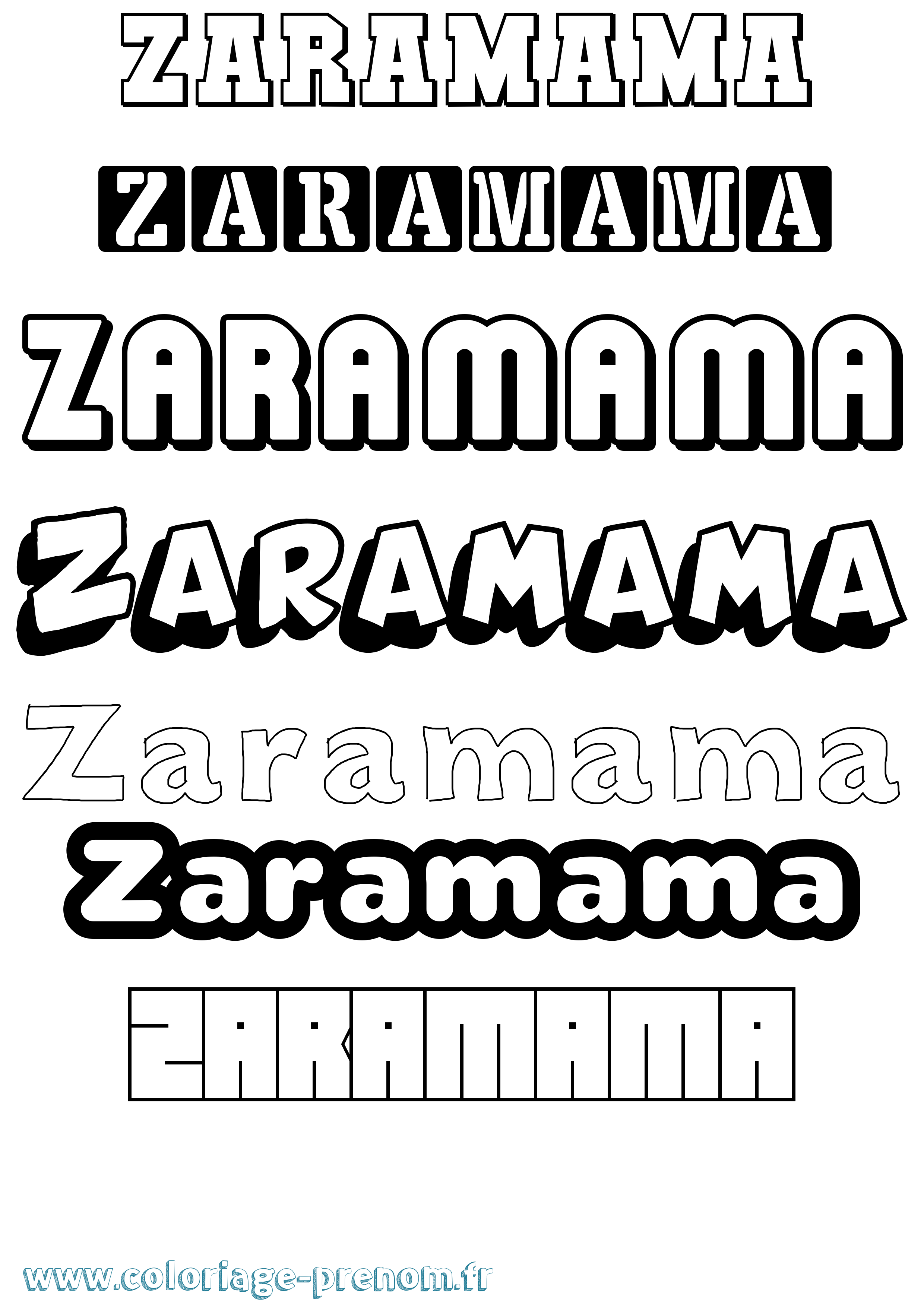 Coloriage prénom Zaramama Simple