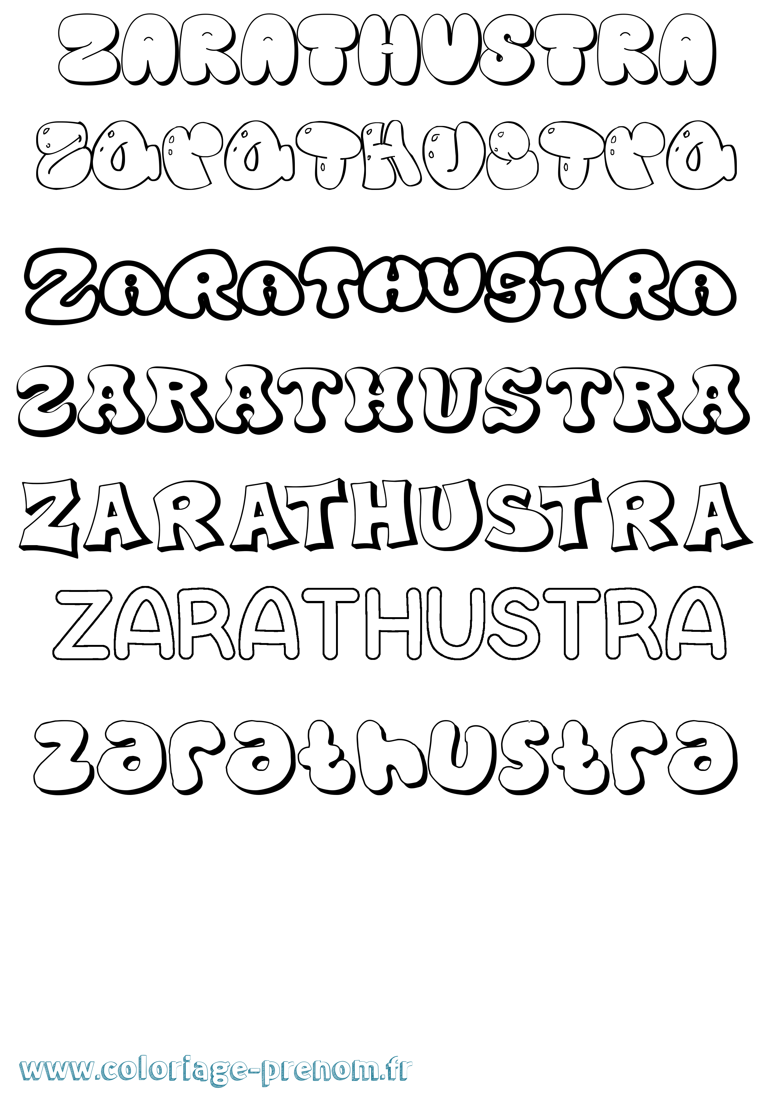 Coloriage Zarathustra Bubble Coloriage prénom Zarathustra Bubble