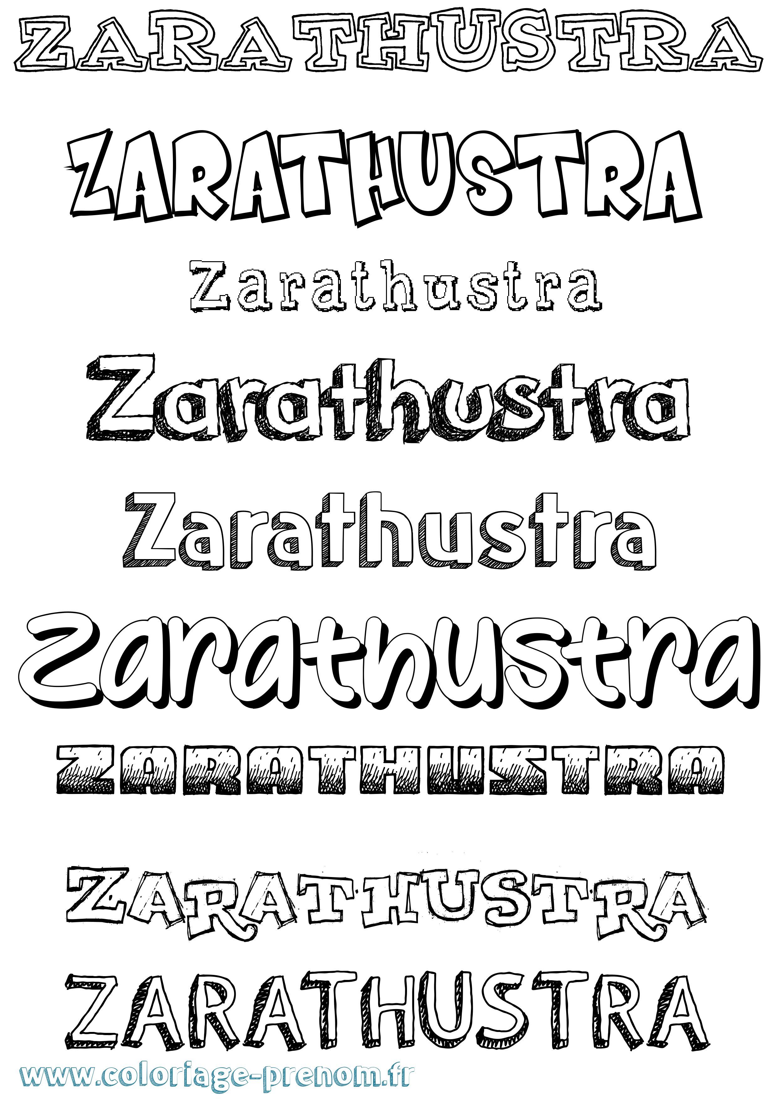 Coloriage Zarathustra Dessiné Coloriage prénom Zarathustra Dessiné