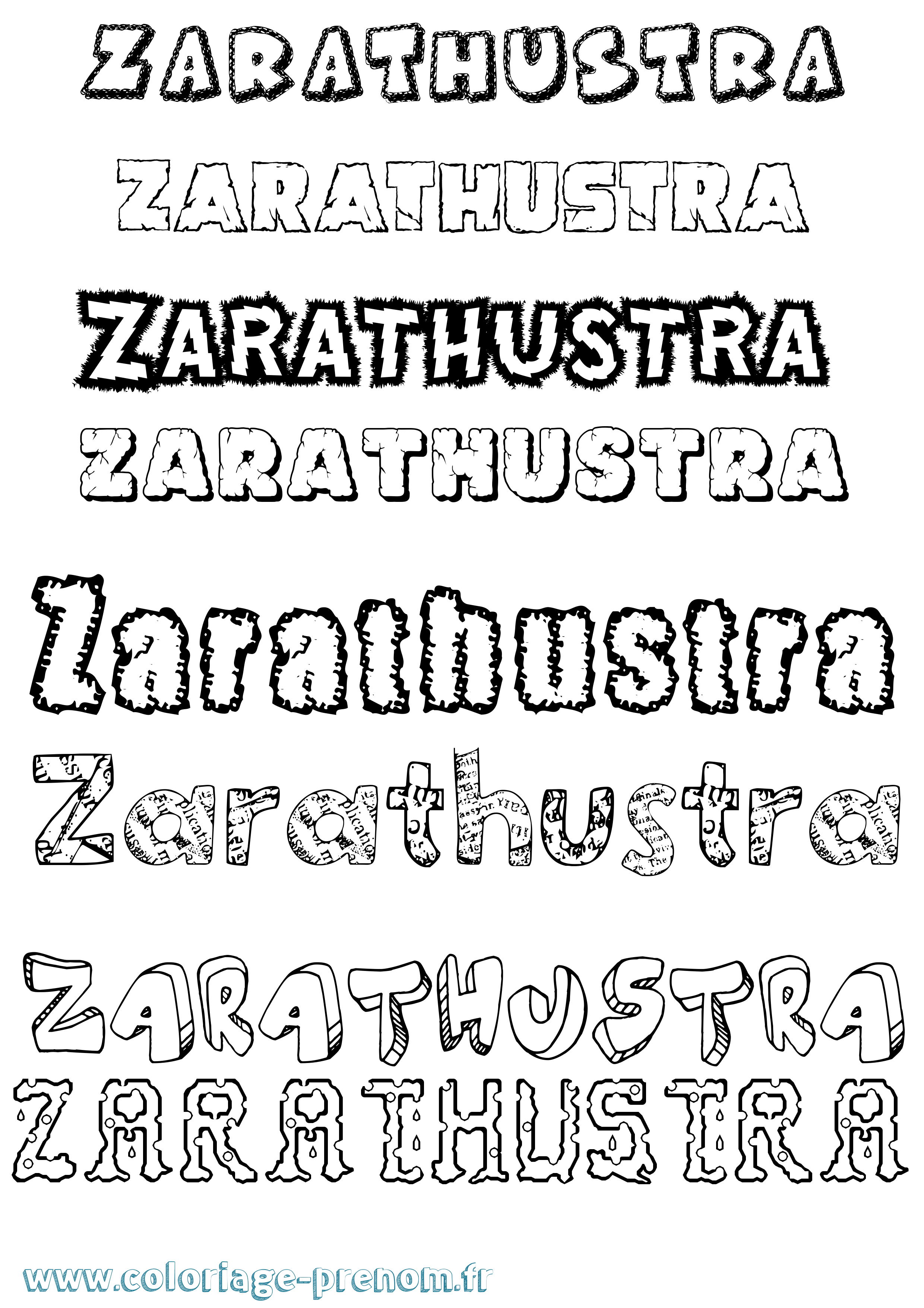 Coloriage Zarathustra Destructuré Coloriage prénom Zarathustra Destructuré