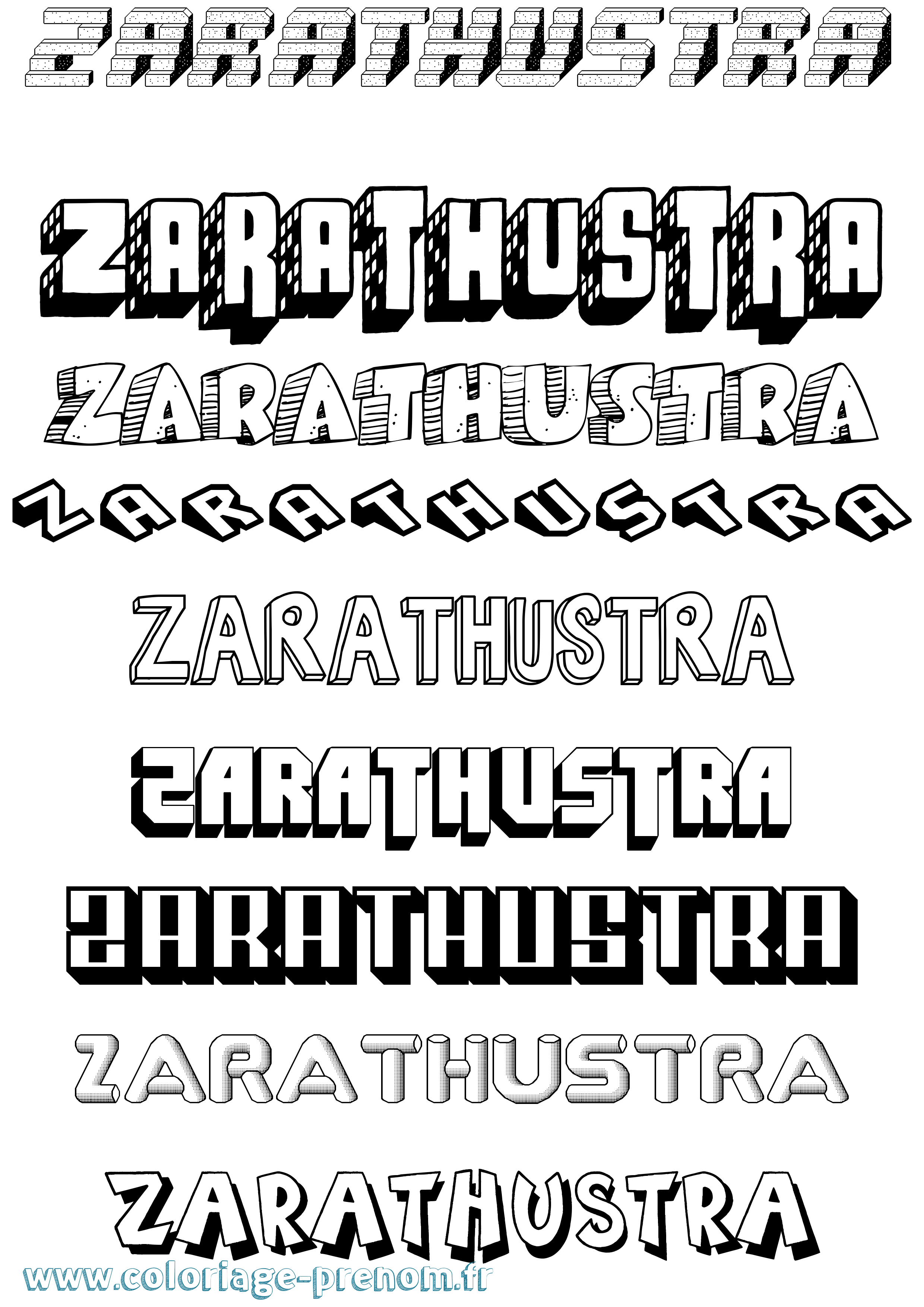 Coloriage Zarathustra Effet 3D Coloriage prénom Zarathustra Effet 3D