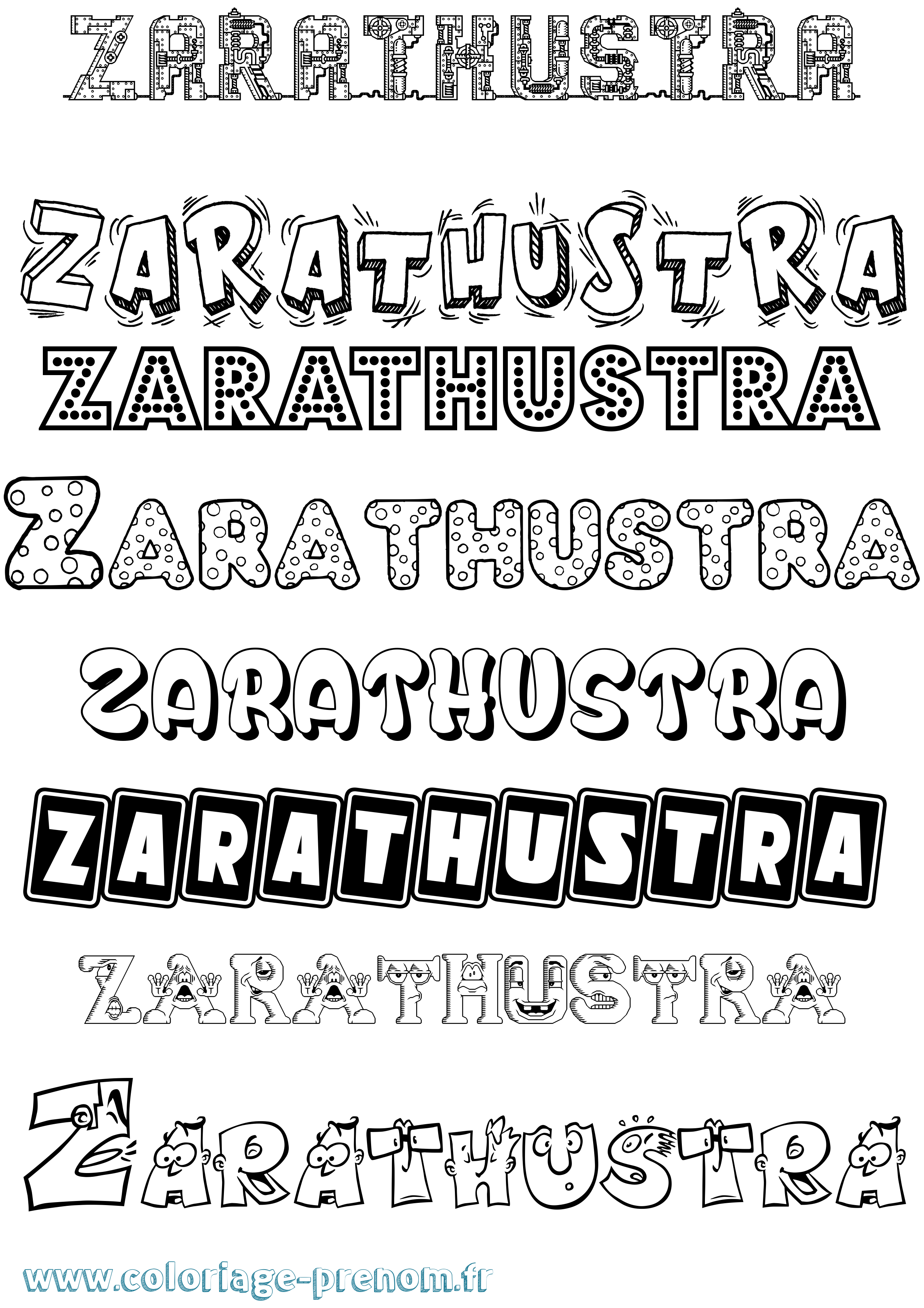 Coloriage Zarathustra Fun Coloriage prénom Zarathustra Fun