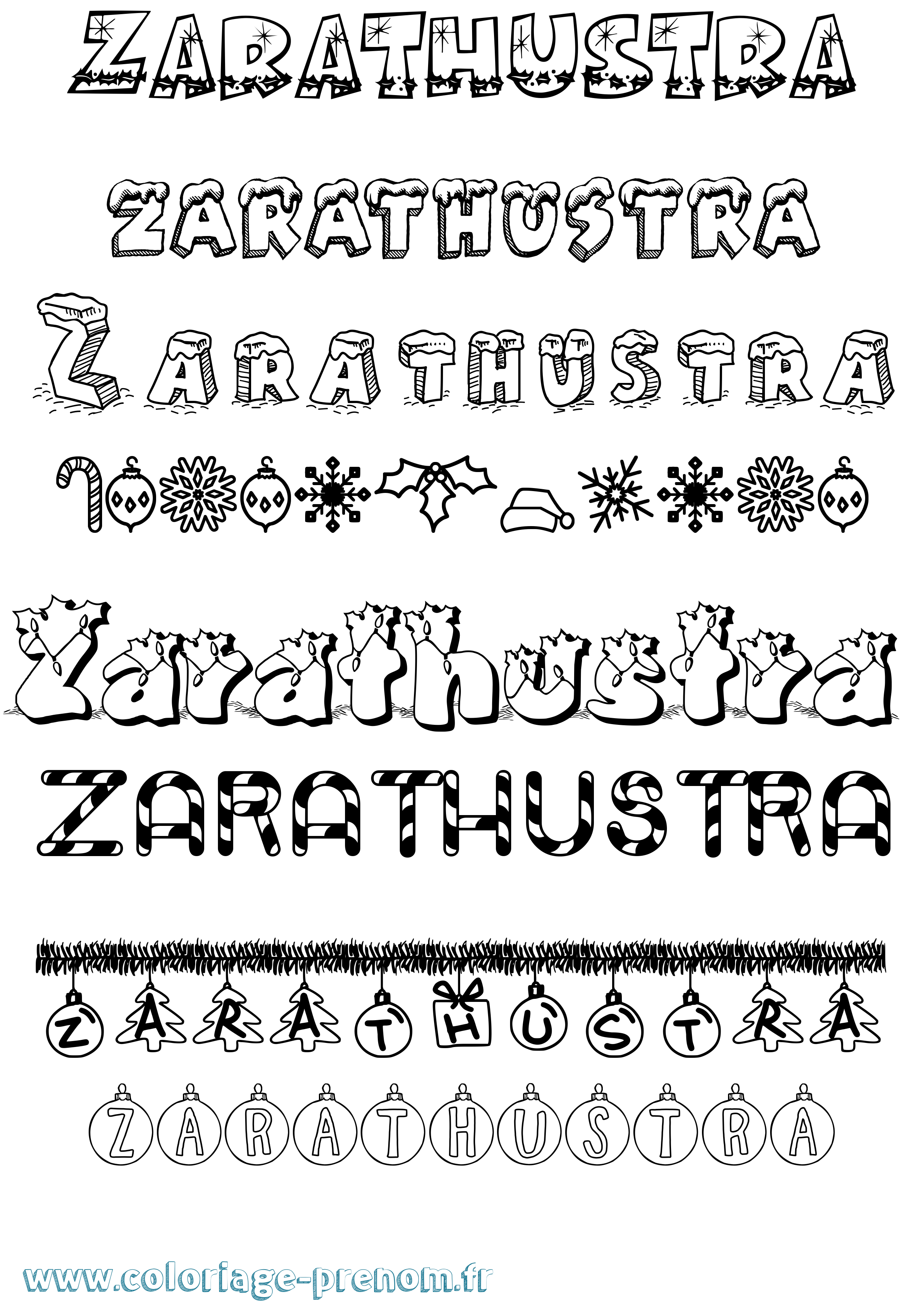 Coloriage Zarathustra Noël Coloriage prénom Zarathustra Noël