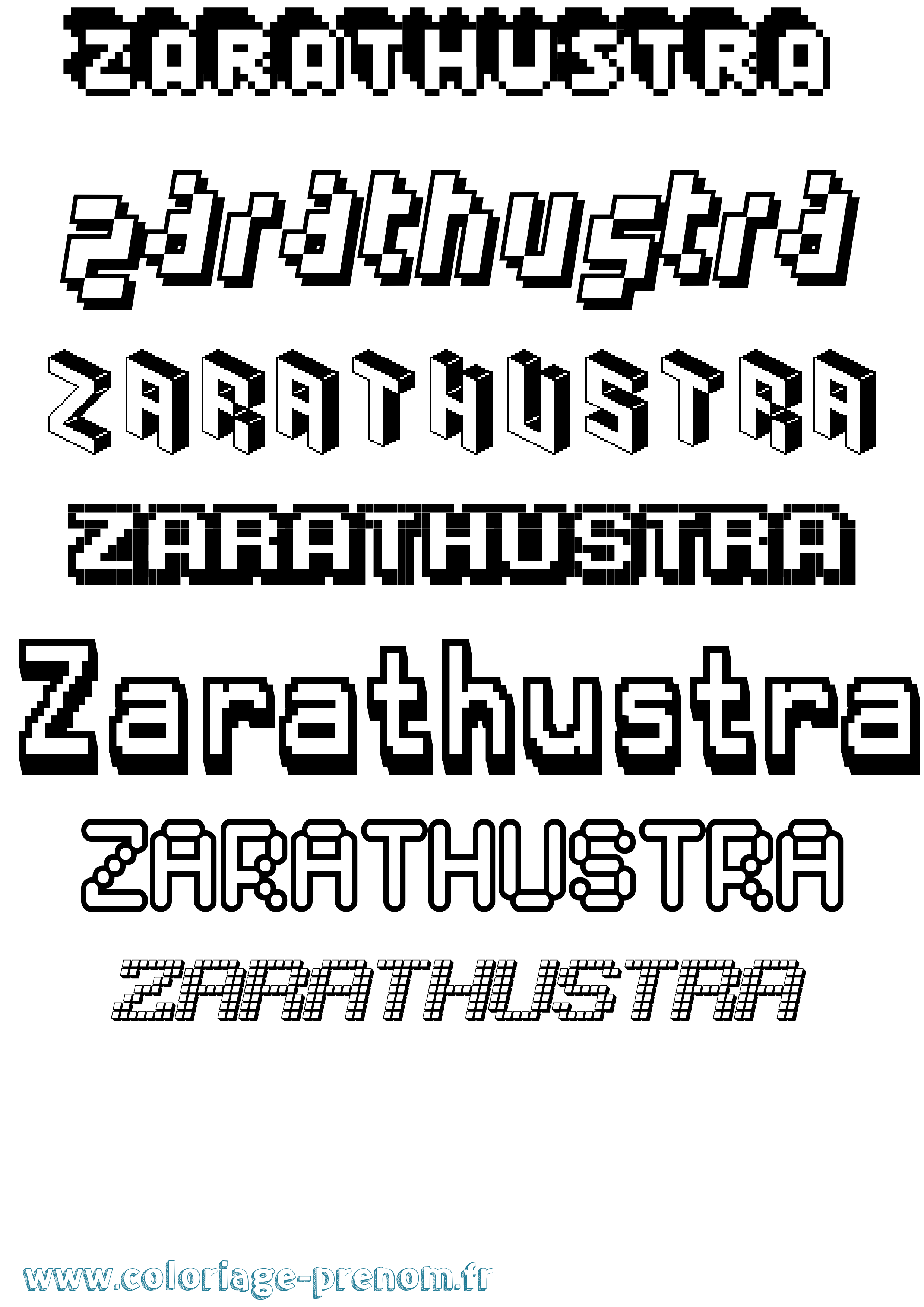 Coloriage Zarathustra Pixel Coloriage prénom Zarathustra Pixel