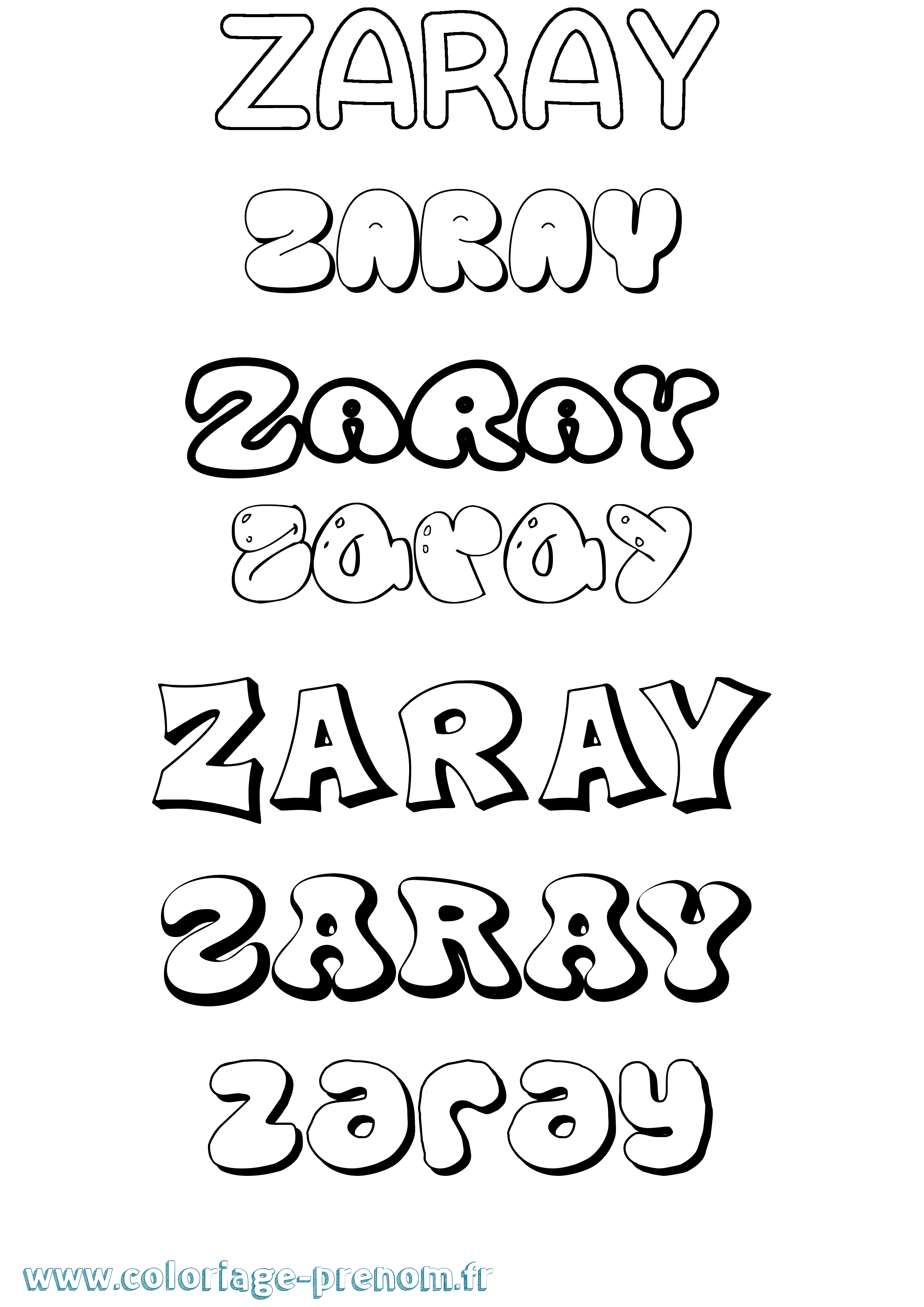 Coloriage Zaray Bubble Coloriage prénom Zaray Bubble