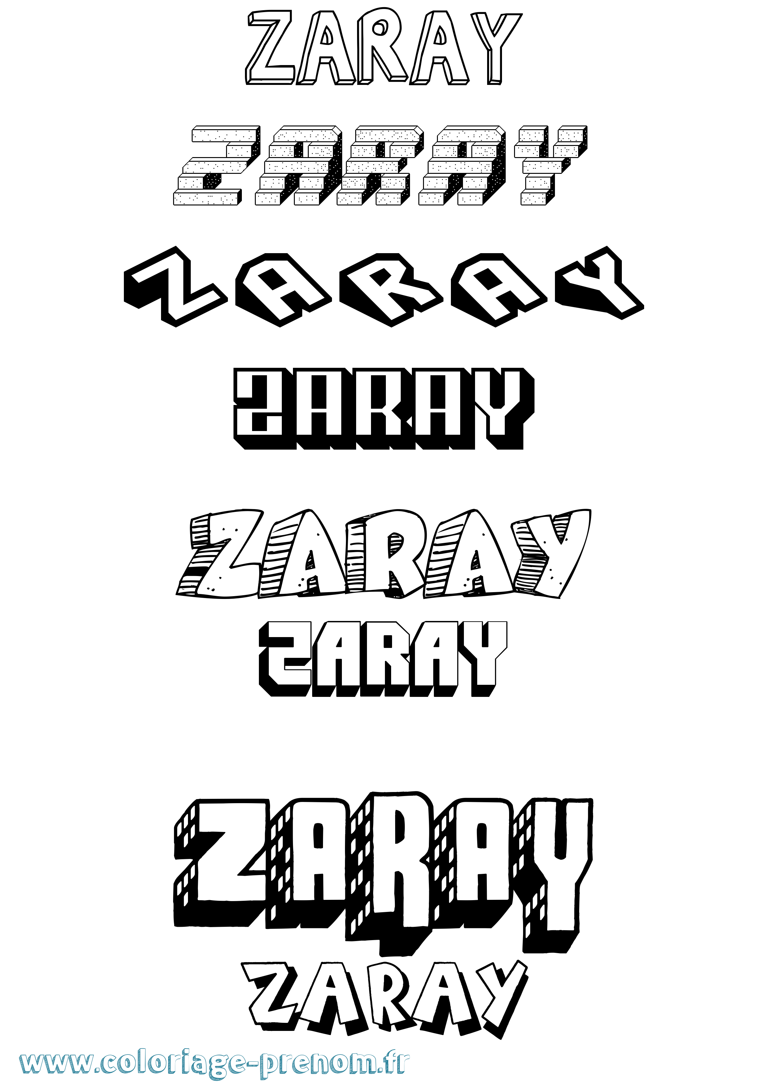 Coloriage Zaray Effet 3D Coloriage prénom Zaray Effet 3D