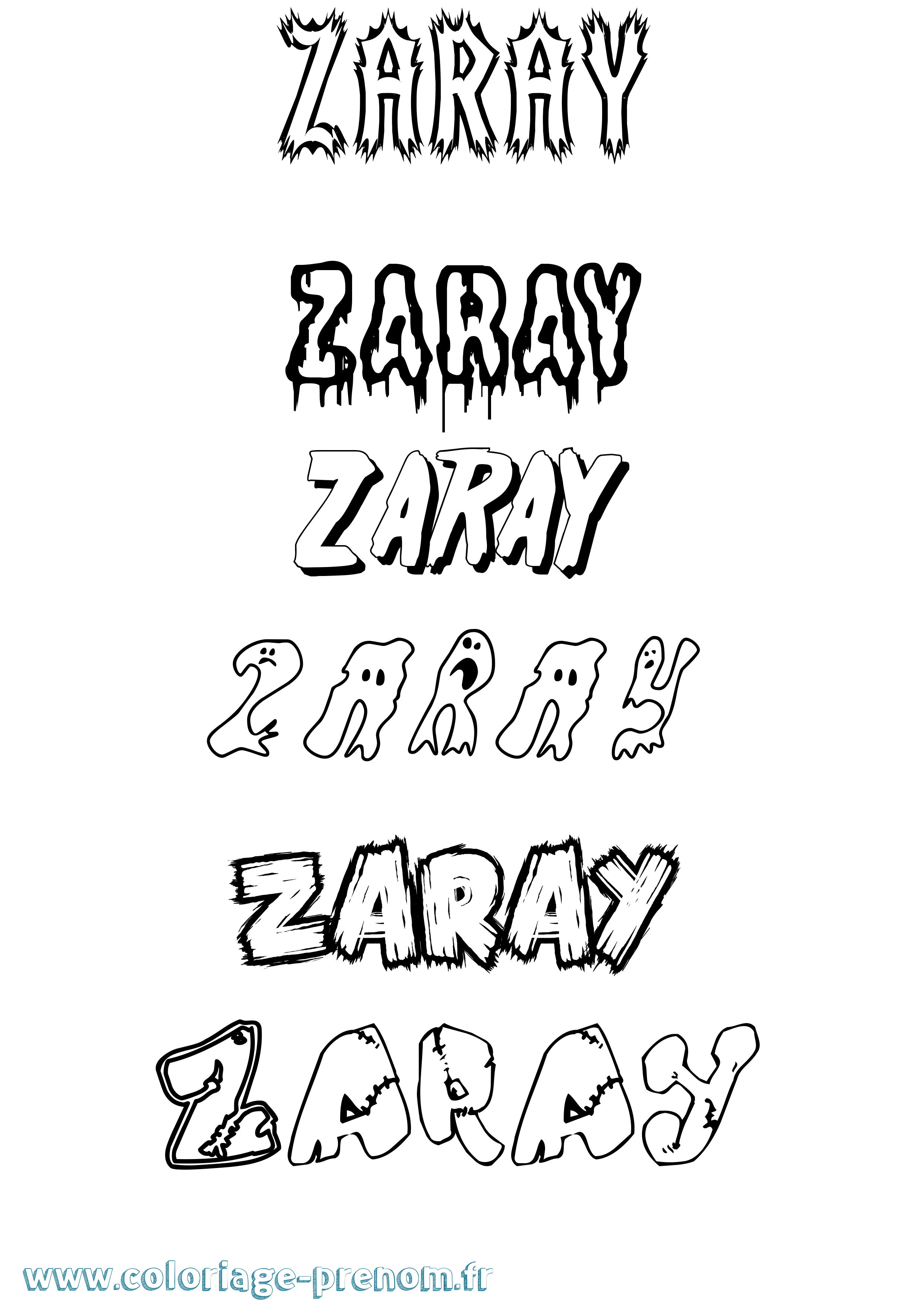 Coloriage Zaray Frisson Coloriage prénom Zaray Frisson