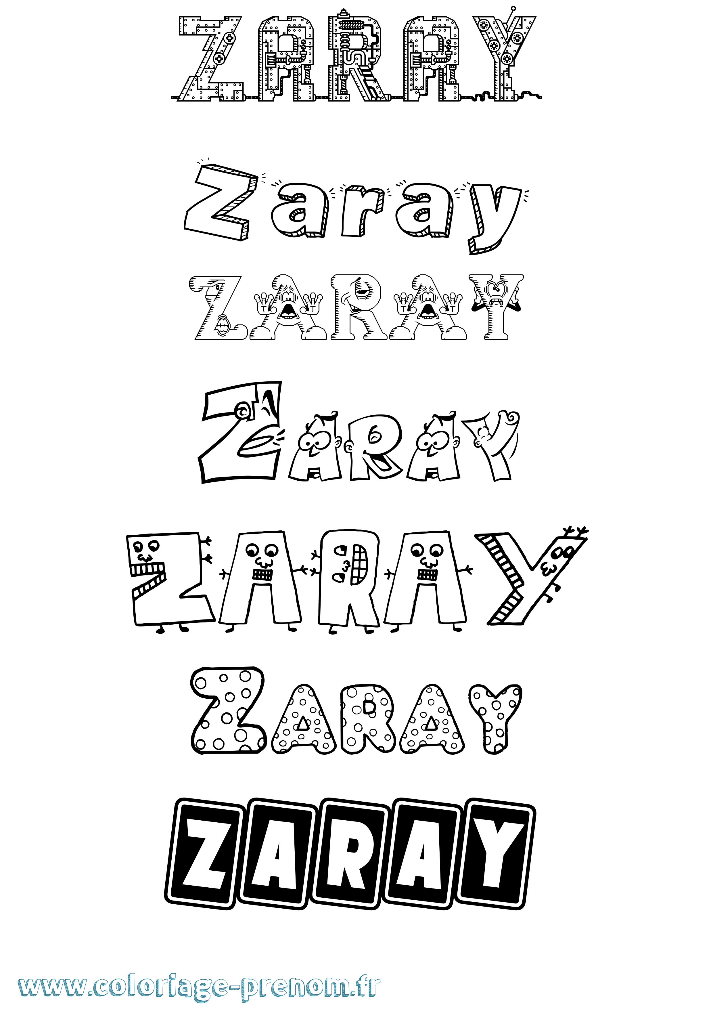 Coloriage Zaray Fun Coloriage prénom Zaray Fun