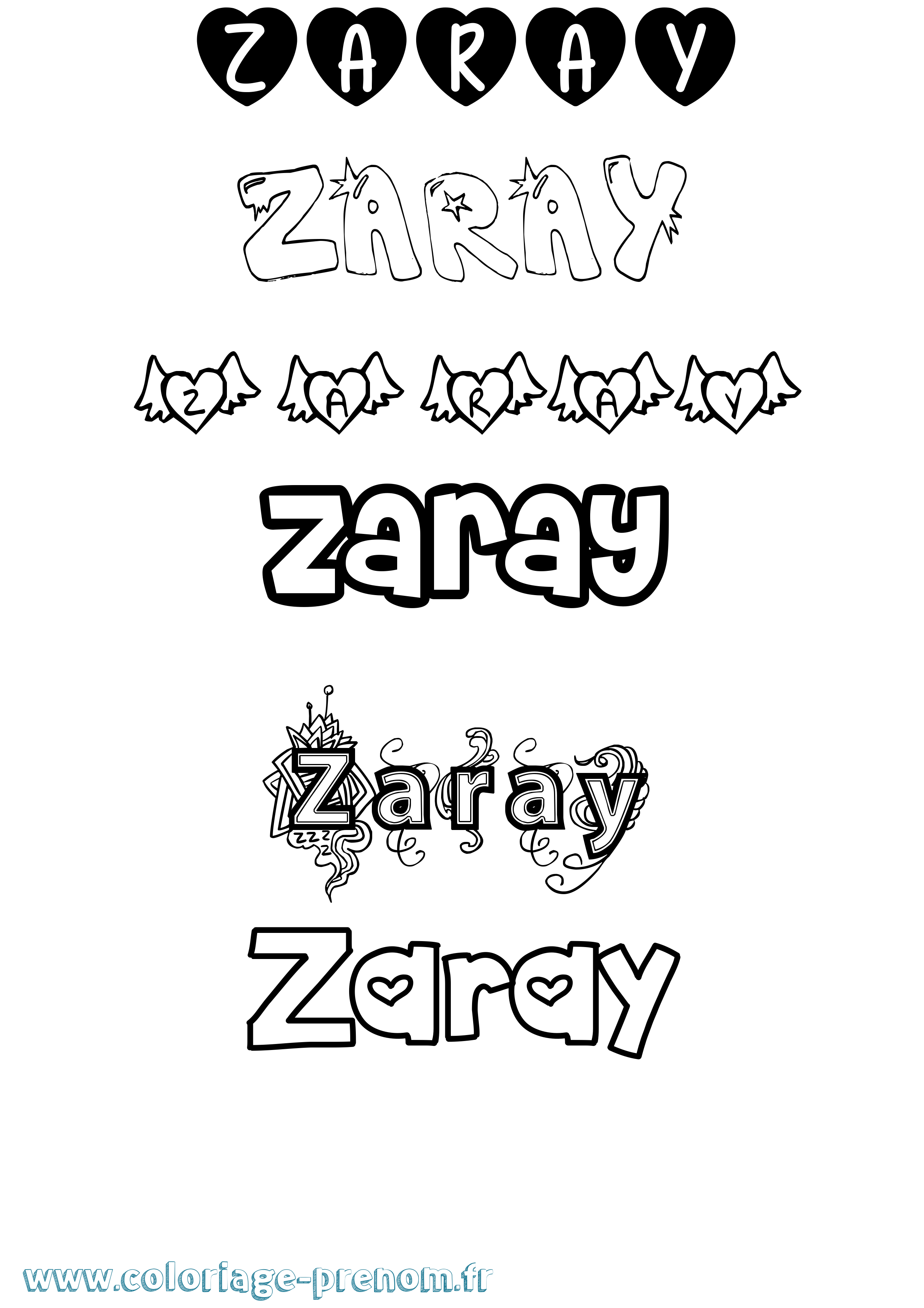 Coloriage Zaray Girly Coloriage prénom Zaray Girly
