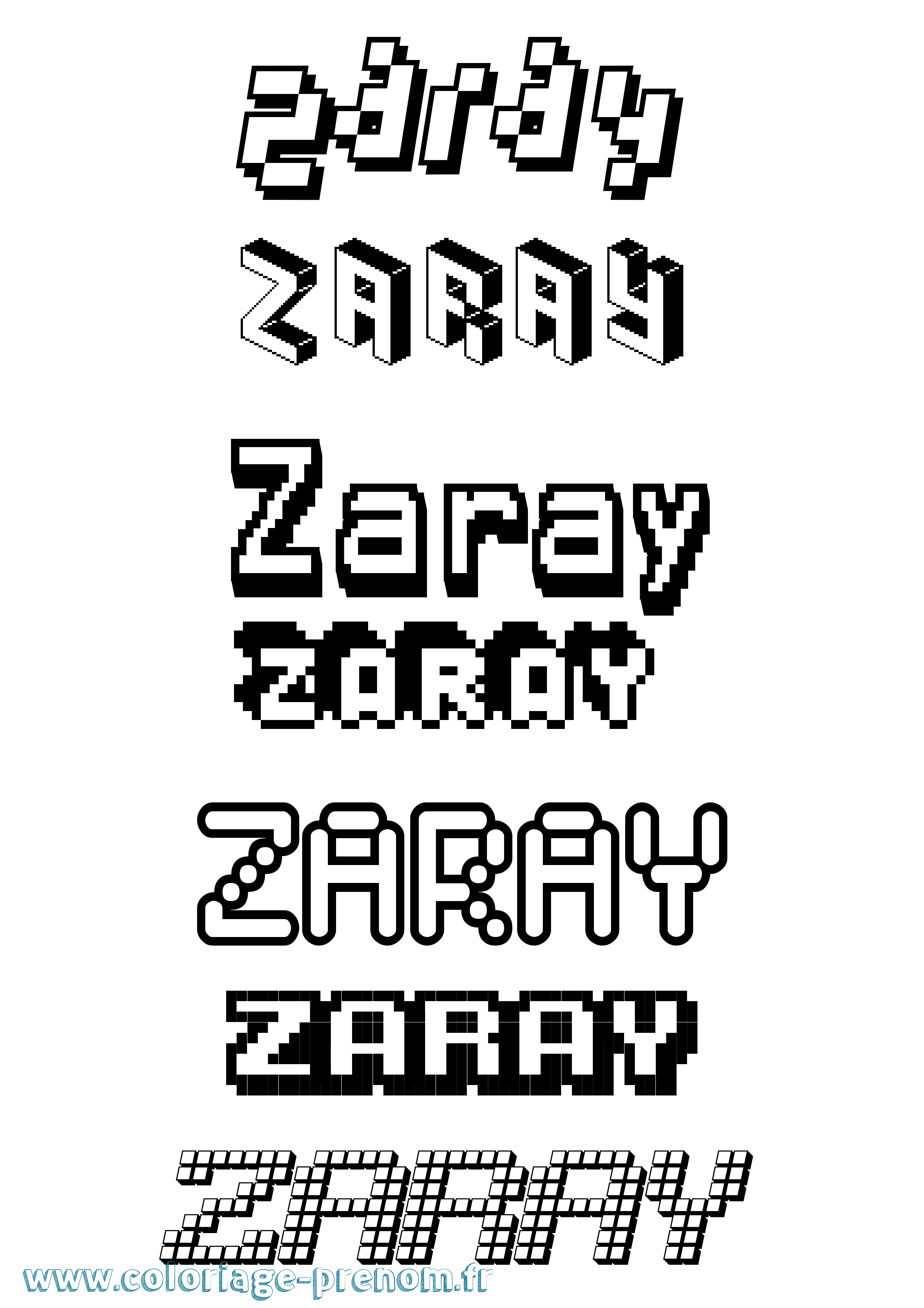 Coloriage Zaray Pixel Coloriage prénom Zaray Pixel