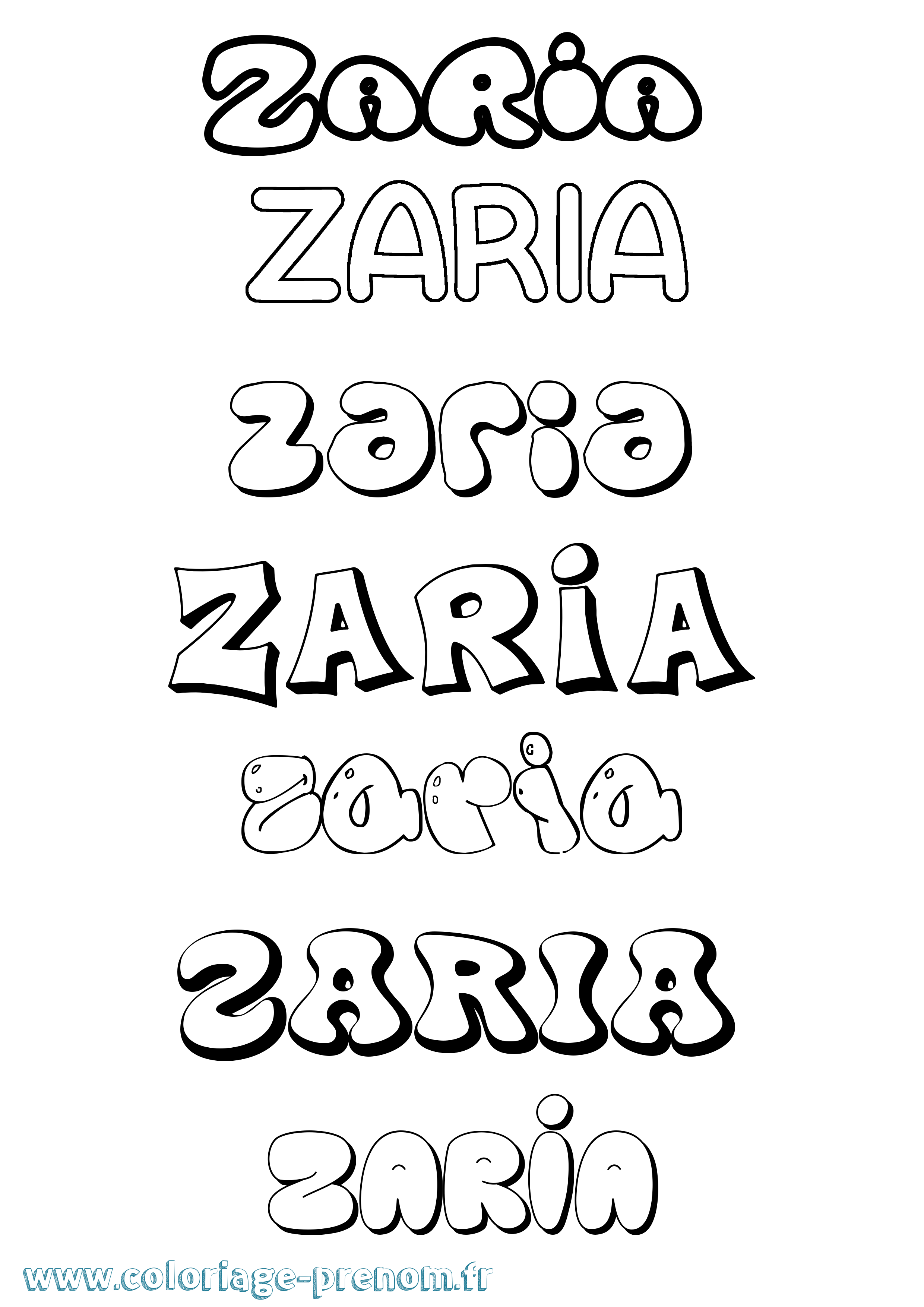 Coloriage Zaria Bubble Coloriage prénom Zaria Bubble