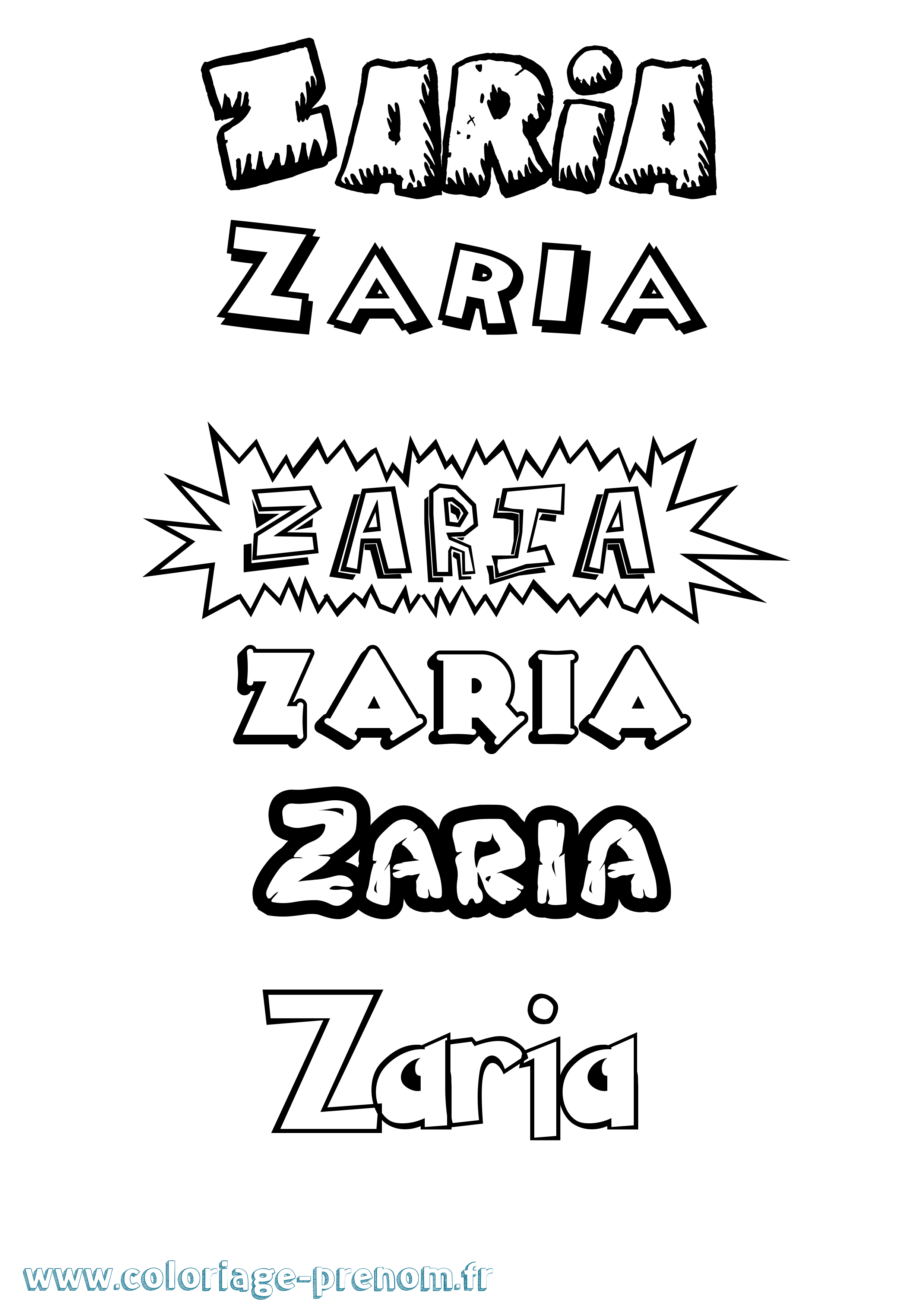 Coloriage Zaria Dessin Animé Coloriage prénom Zaria Dessin Animé