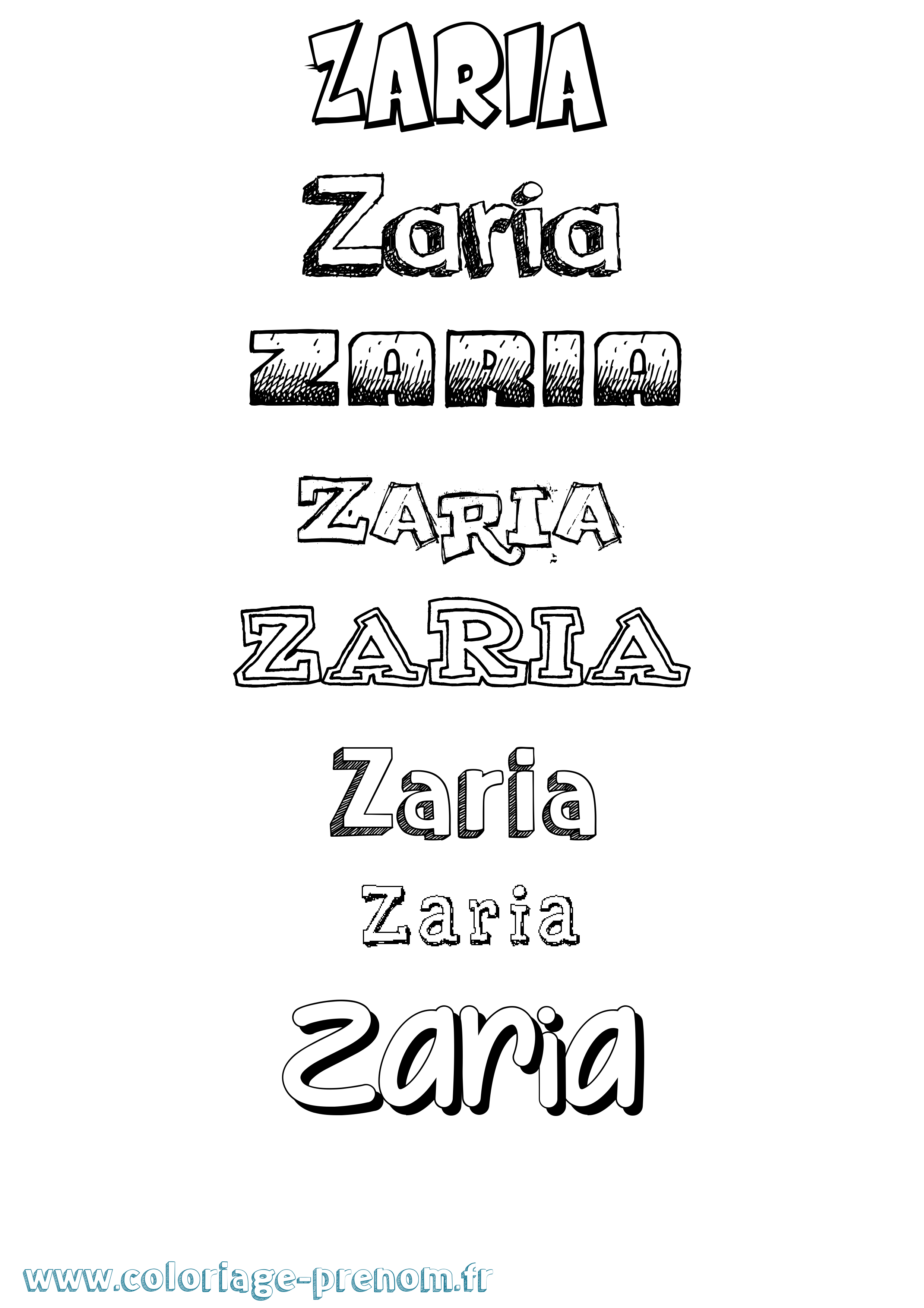 Coloriage Zaria Dessiné Coloriage prénom Zaria Dessiné