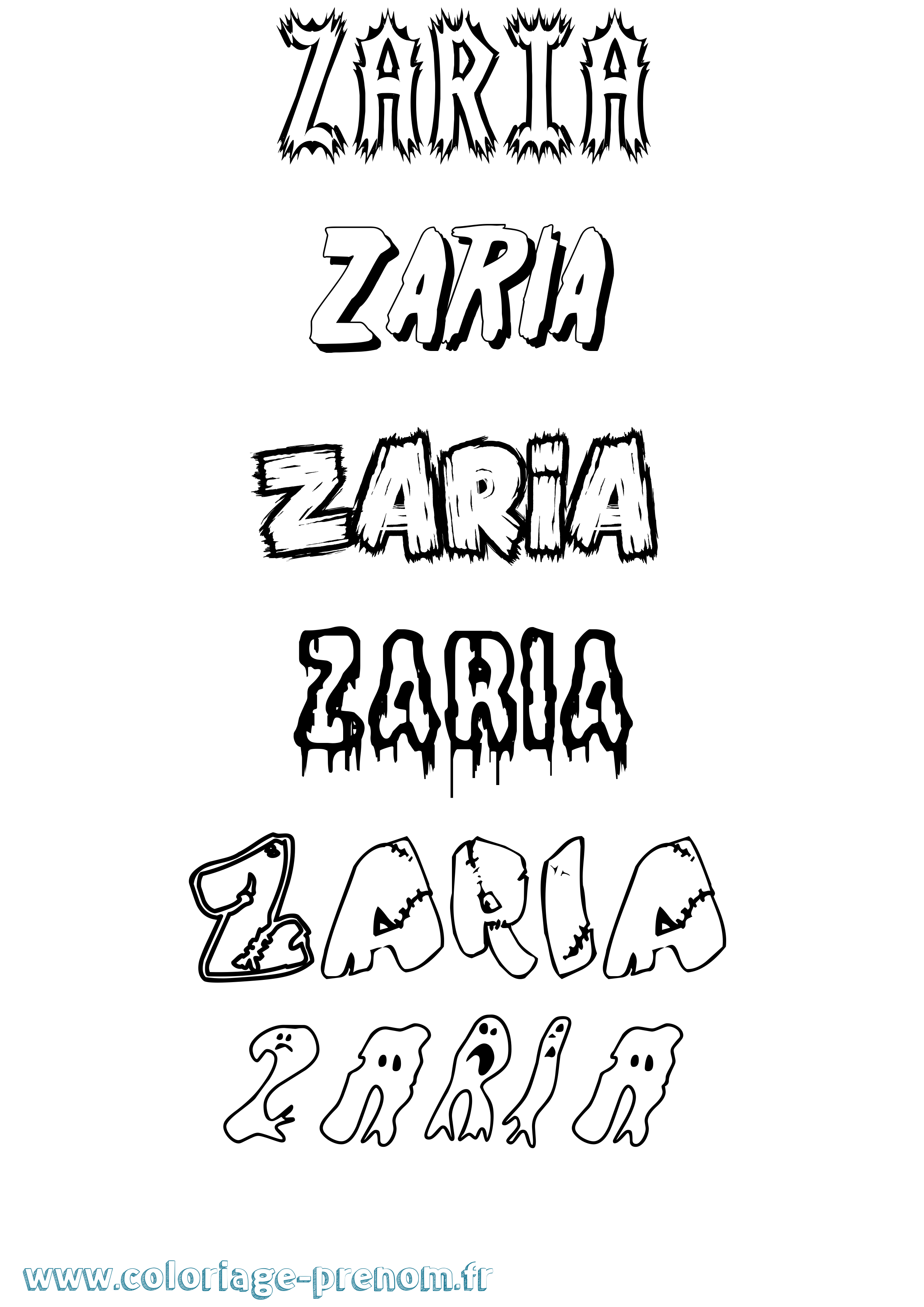 Coloriage Zaria Frisson Coloriage prénom Zaria Frisson