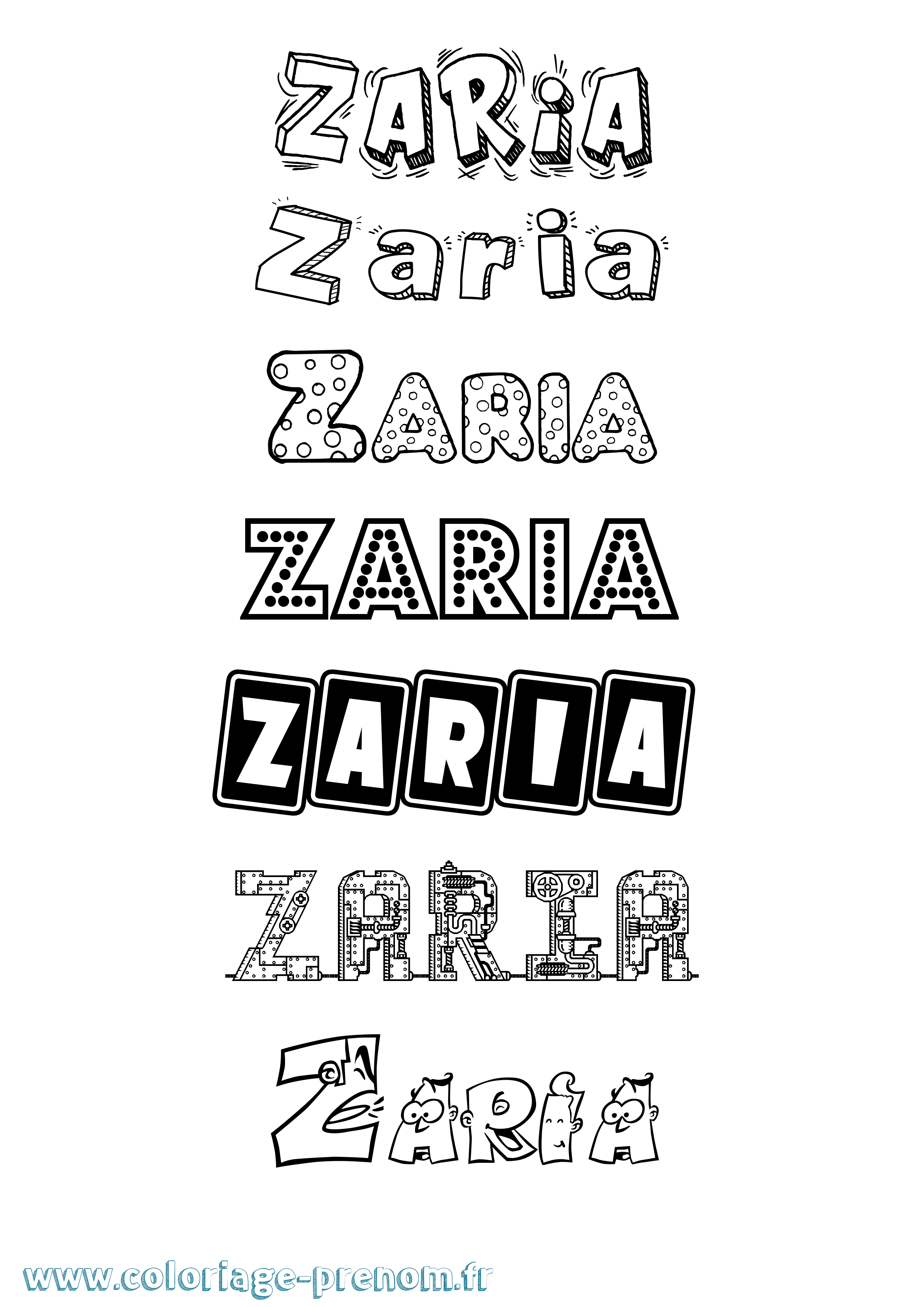 Coloriage Zaria Fun Coloriage prénom Zaria Fun