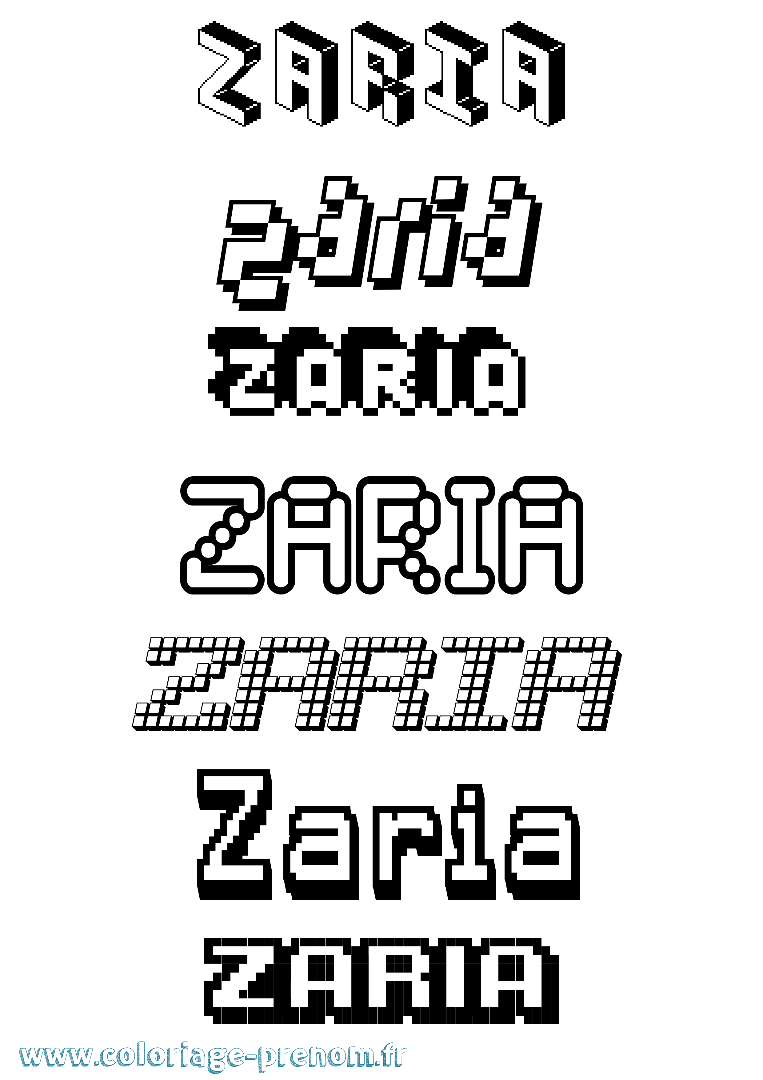 Coloriage Zaria Pixel Coloriage prénom Zaria Pixel
