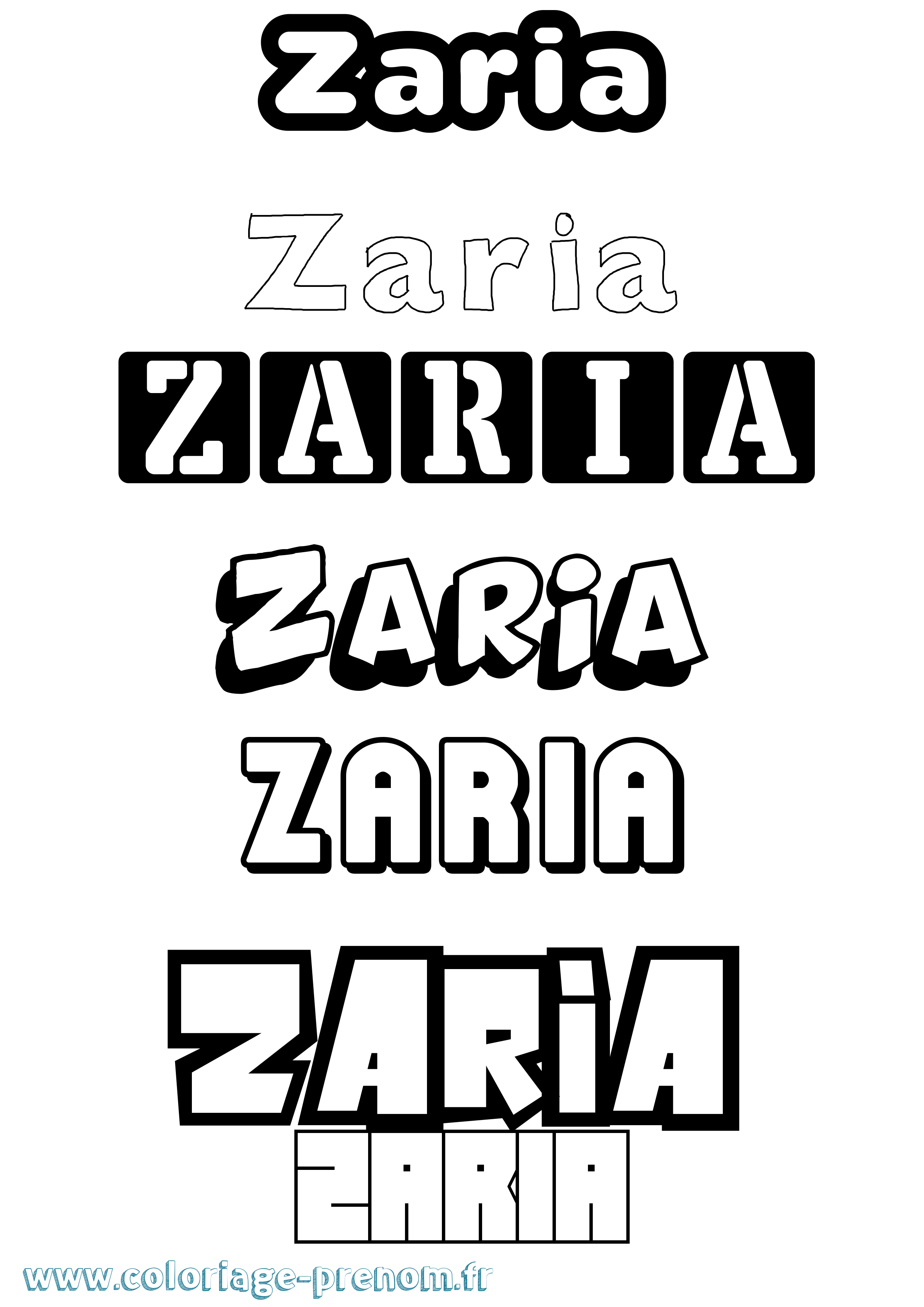 Coloriage Zaria Simple Coloriage prénom Zaria Simple