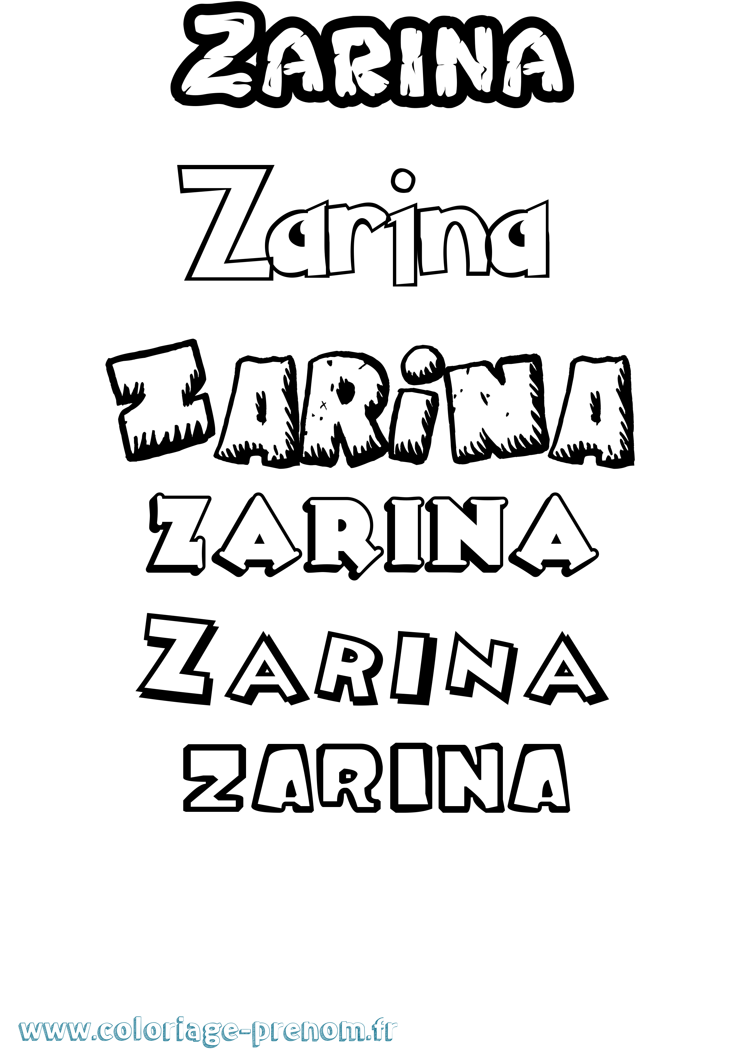 Coloriage prénom Zarina Dessin Animé