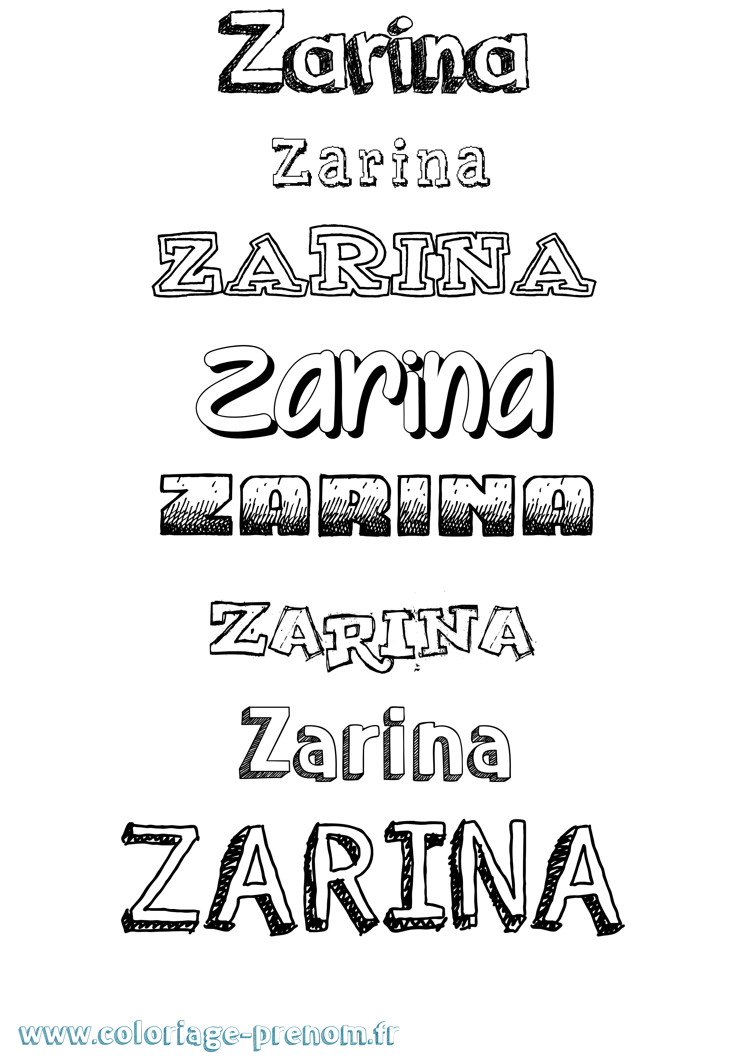 Coloriage prénom Zarina Dessiné