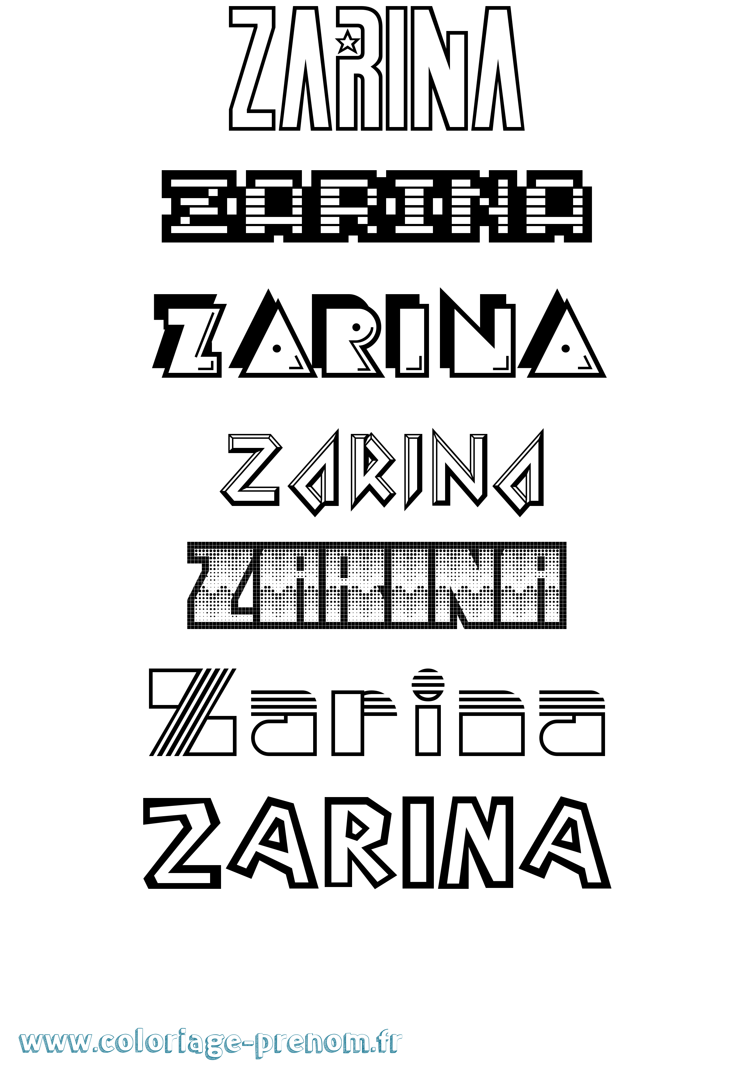 Coloriage prénom Zarina Jeux Vidéos