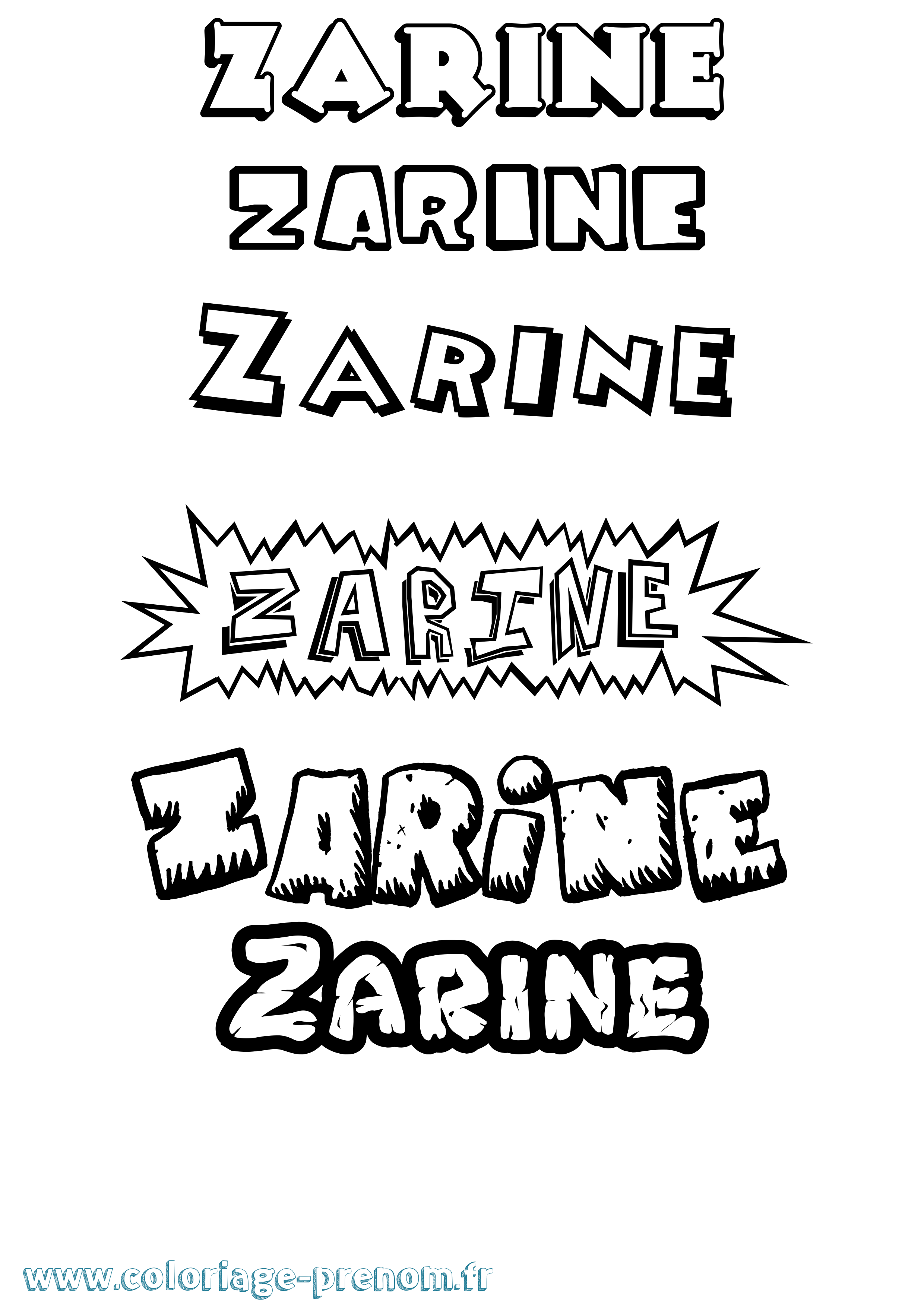 Coloriage Zarine Dessin Animé Coloriage prénom Zarine Dessin Animé