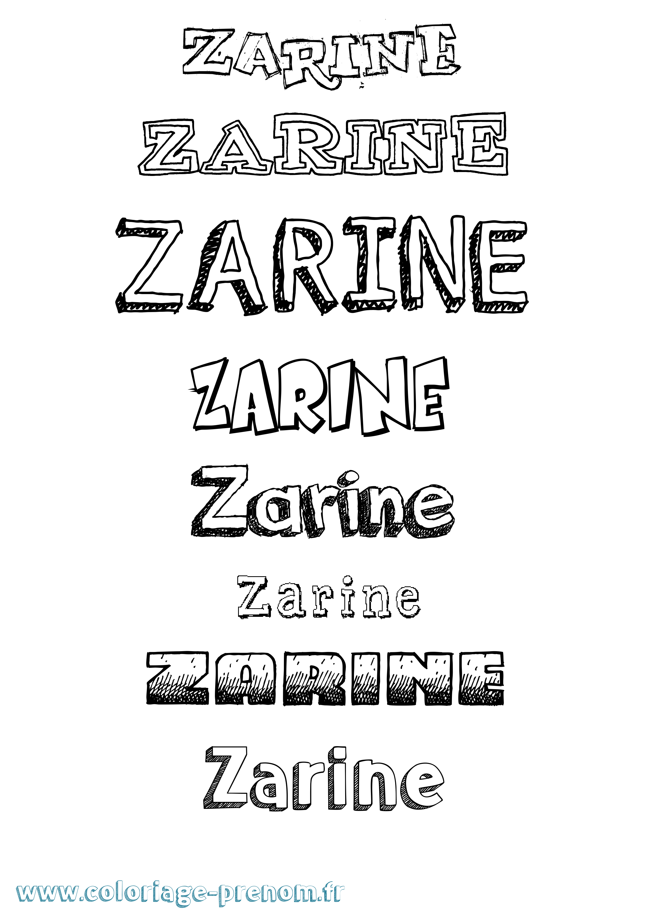 Coloriage Zarine Dessiné Coloriage prénom Zarine Dessiné