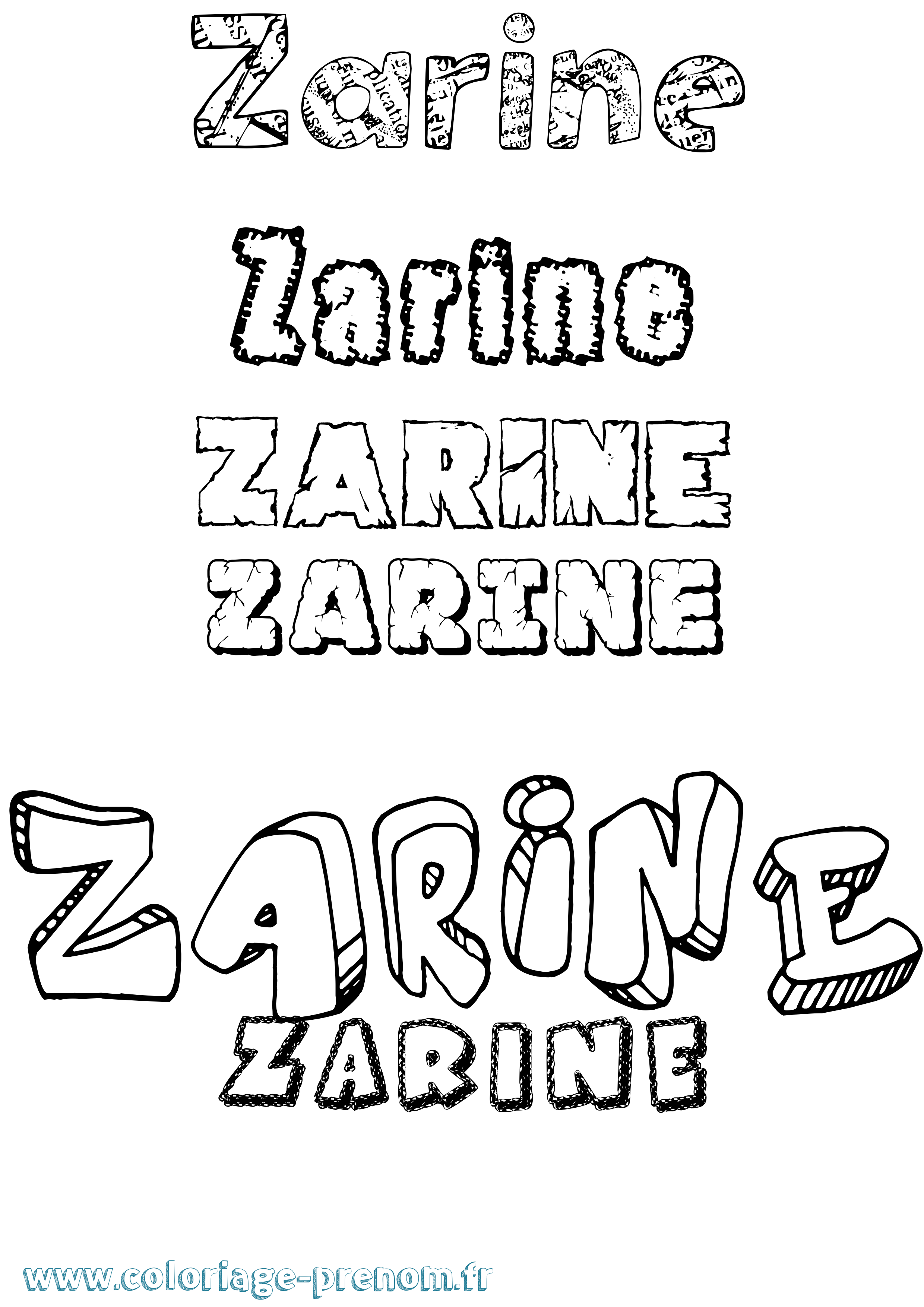 Coloriage Zarine Destructuré Coloriage prénom Zarine Destructuré