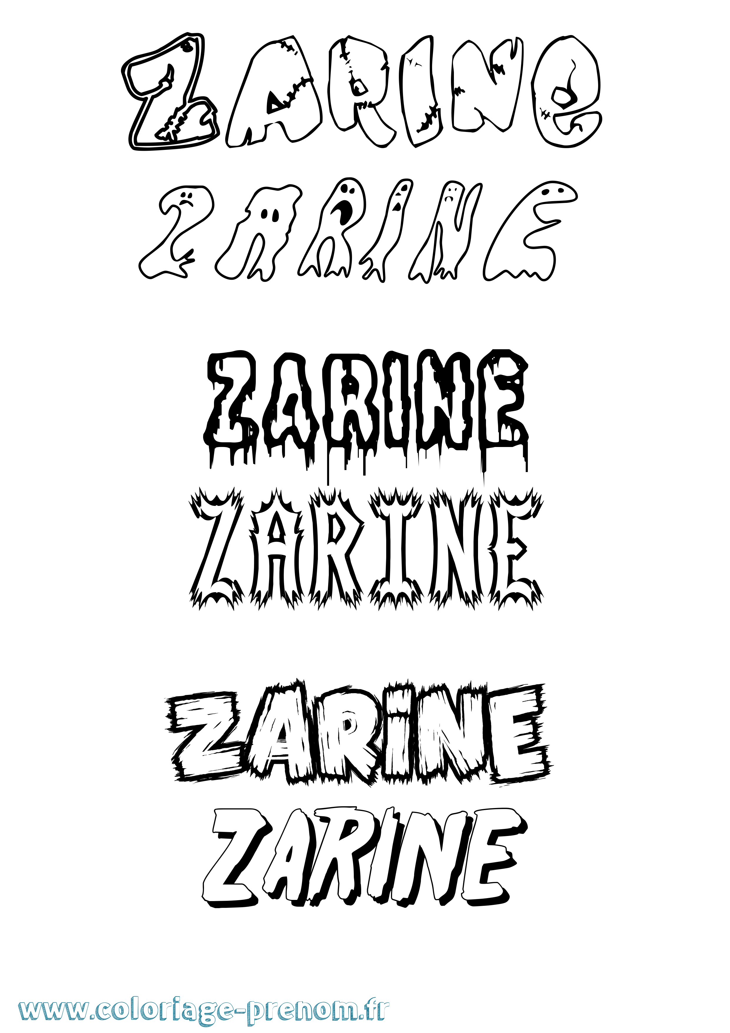 Coloriage Zarine Frisson Coloriage prénom Zarine Frisson