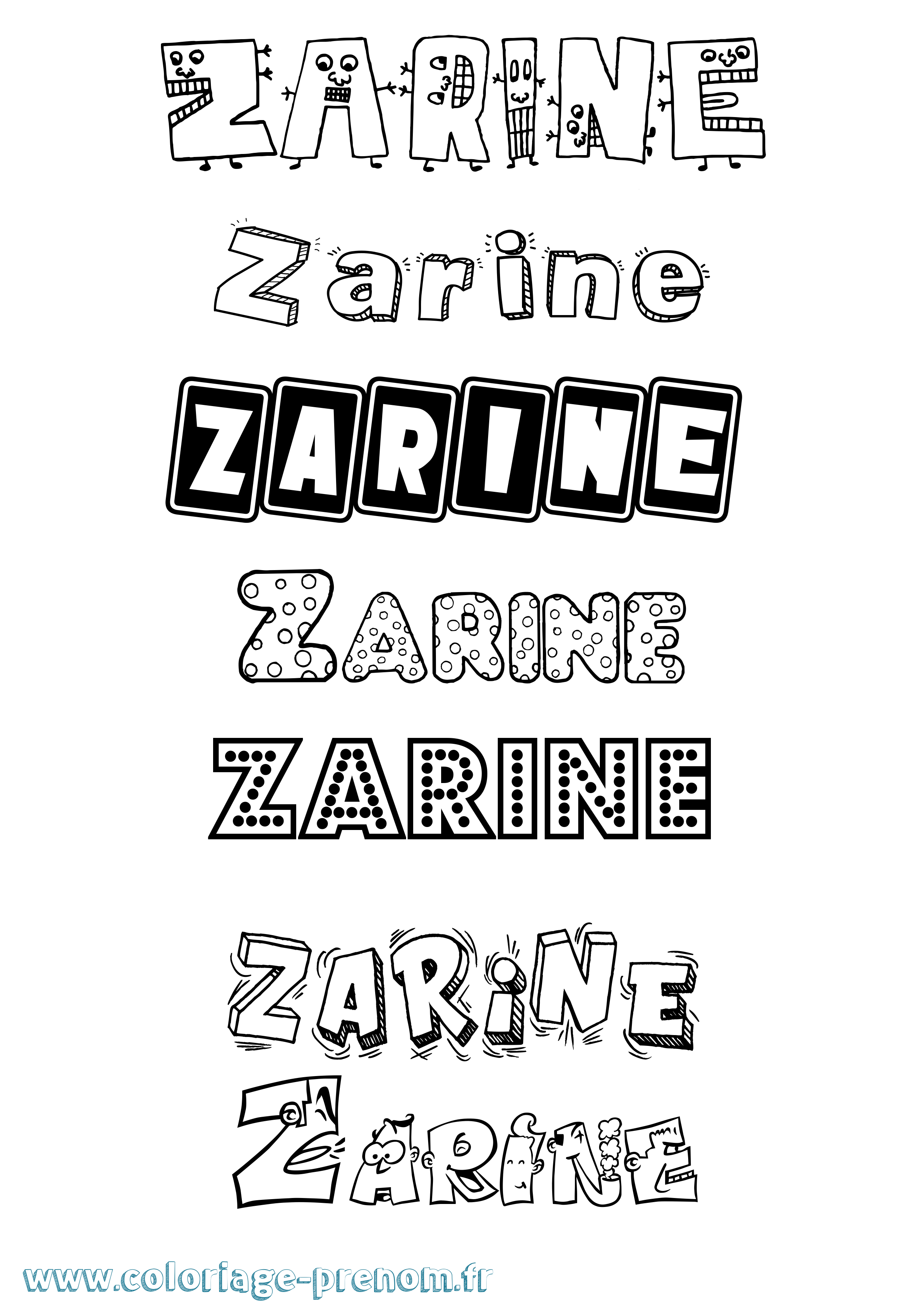 Coloriage Zarine Fun Coloriage prénom Zarine Fun