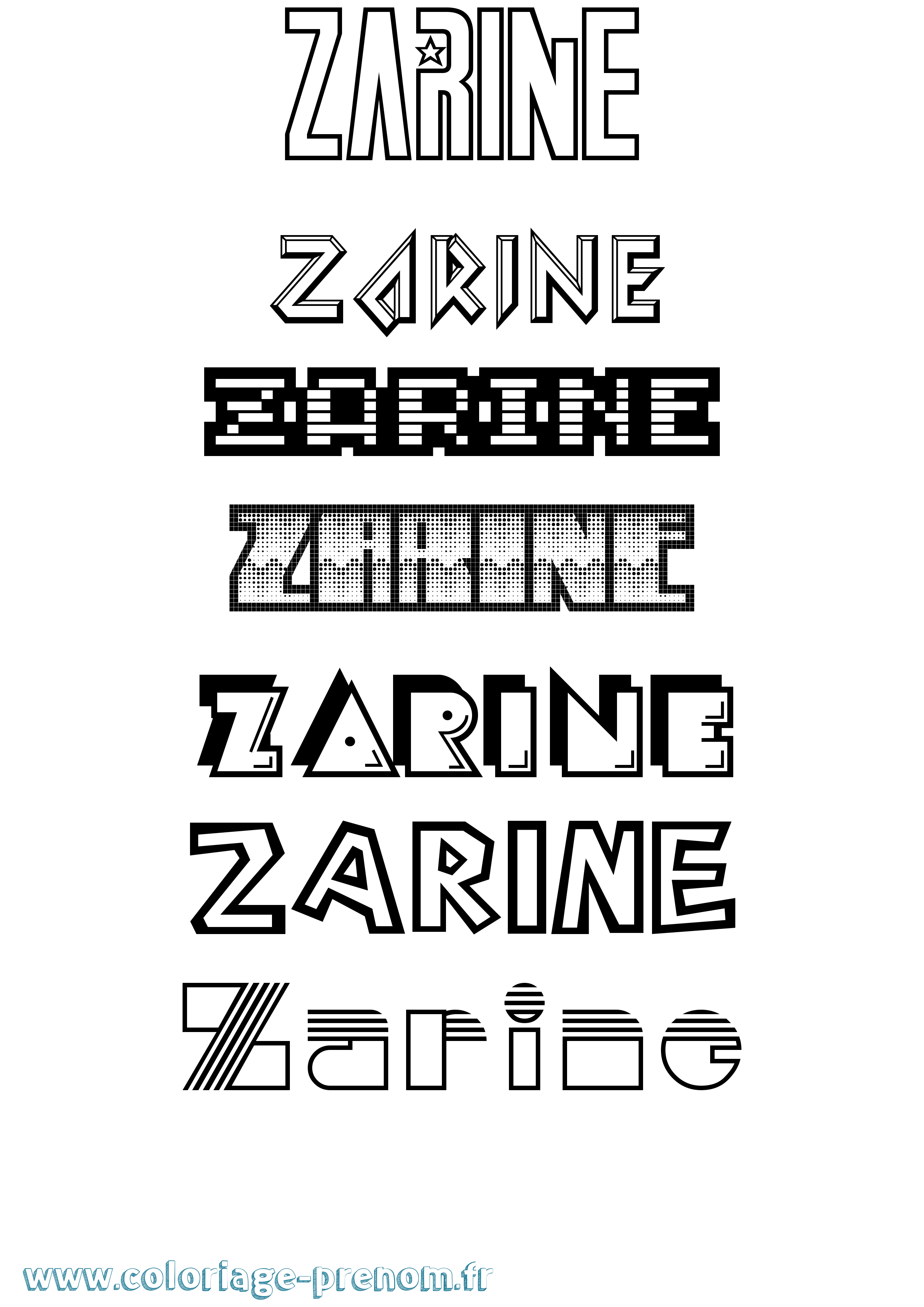 Coloriage Zarine Jeux Vidéos Coloriage prénom Zarine Jeux Vidéos