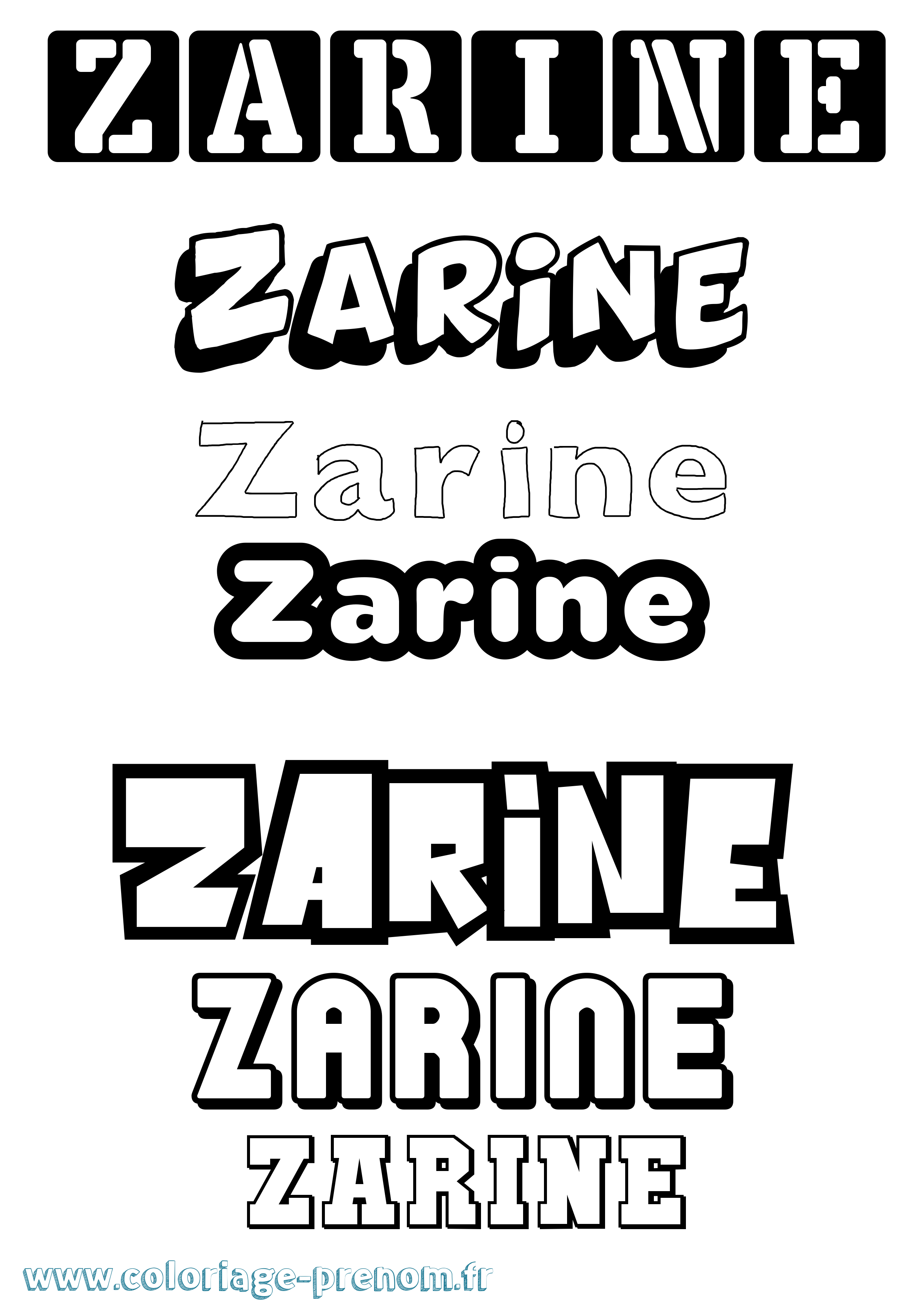 Coloriage Zarine Simple Coloriage prénom Zarine Simple