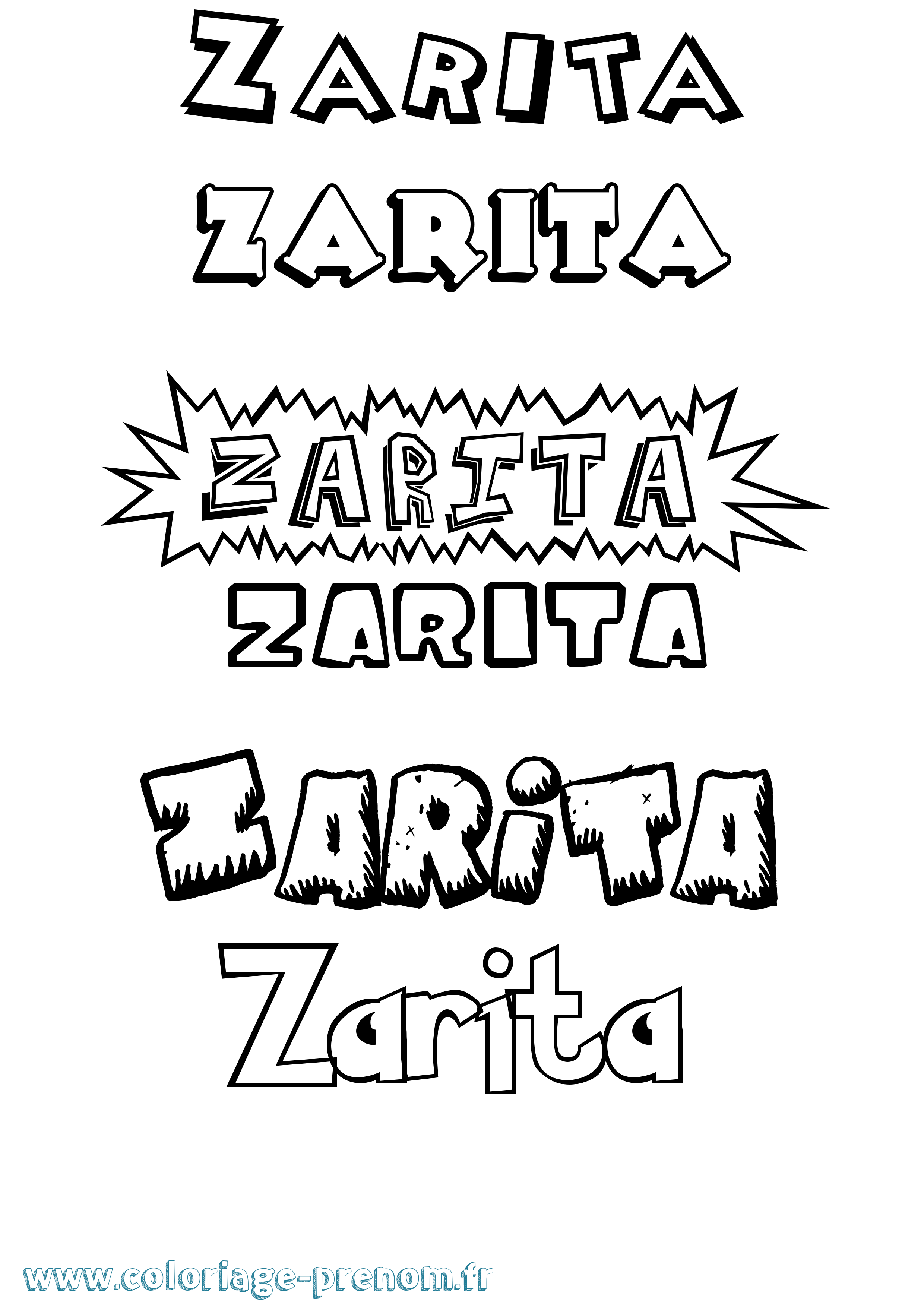 Coloriage Zarita Dessin Animé Coloriage prénom Zarita Dessin Animé