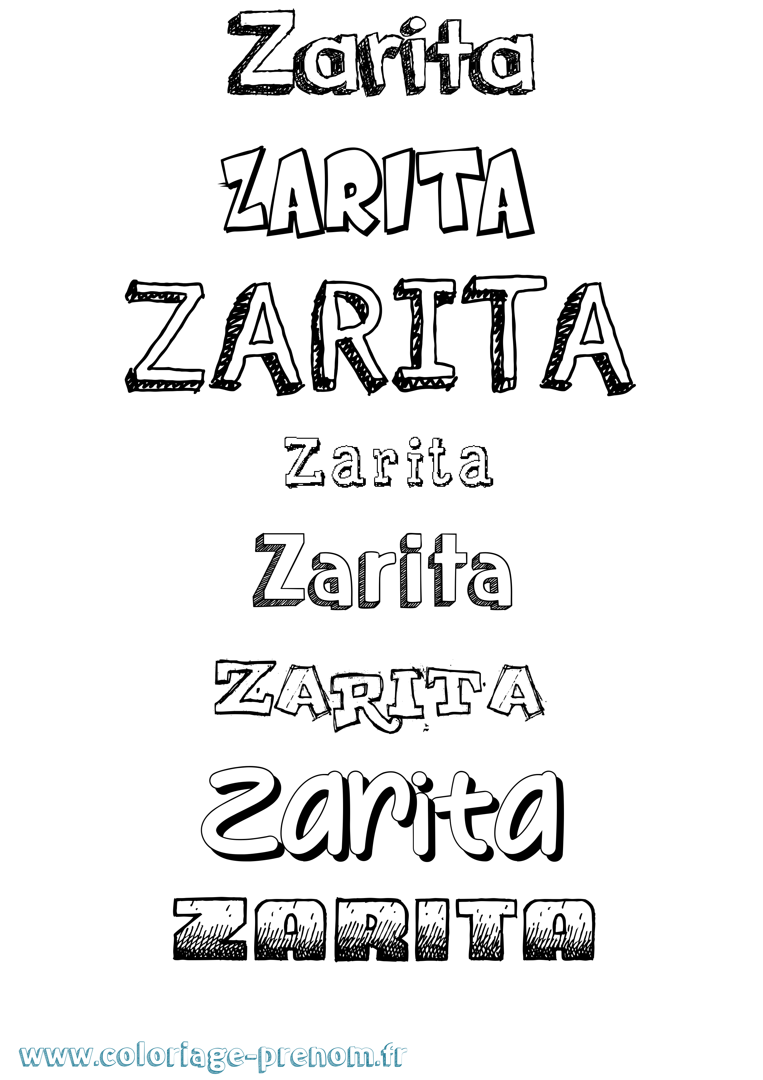 Coloriage Zarita Dessiné Coloriage prénom Zarita Dessiné